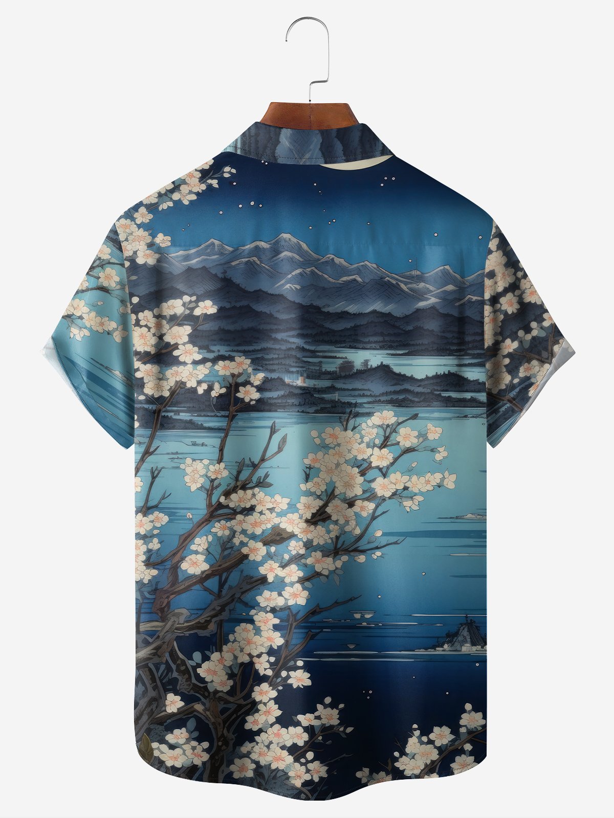 Moisture-wicking Cherry Blossoms Chest Pocket Hawaiian Shirt