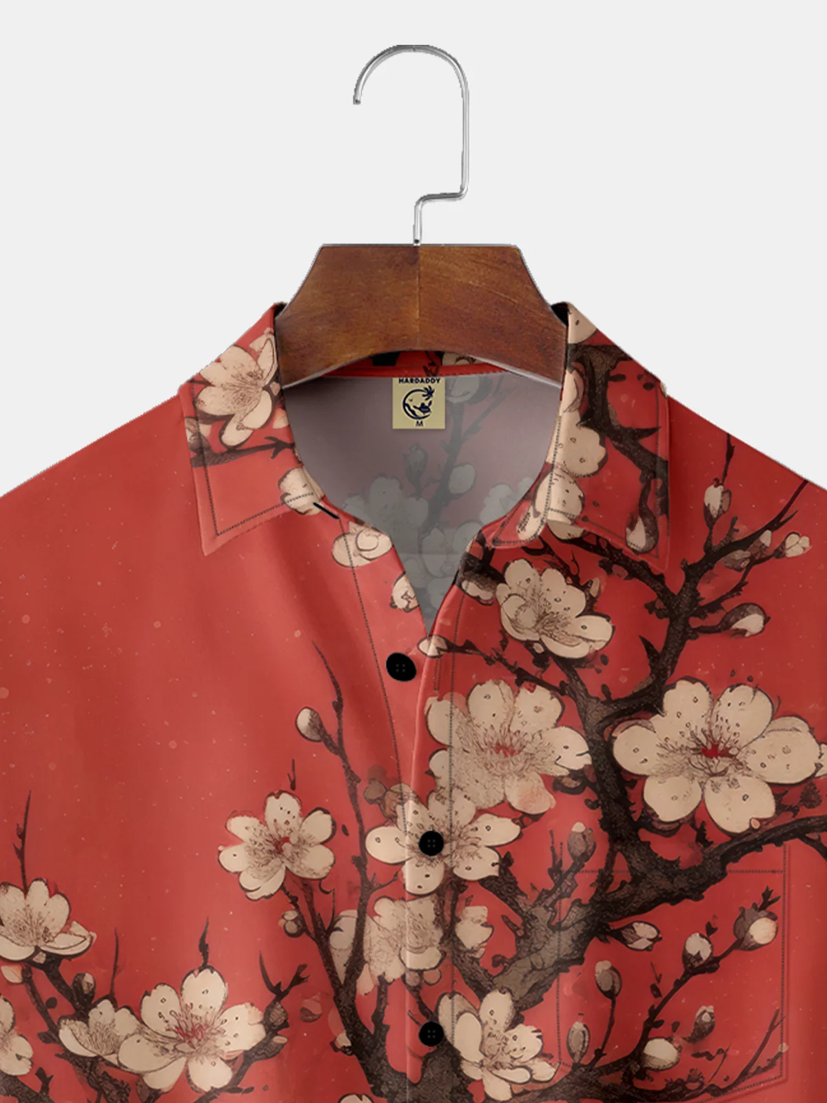 Moisture-wicking Cherry Blossoms Chest Pocket Hawaiian Shirt