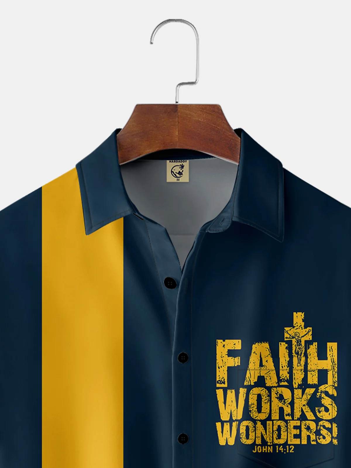 Moisture-wicking Easter Faith Chest Pocket Bowling Shirt