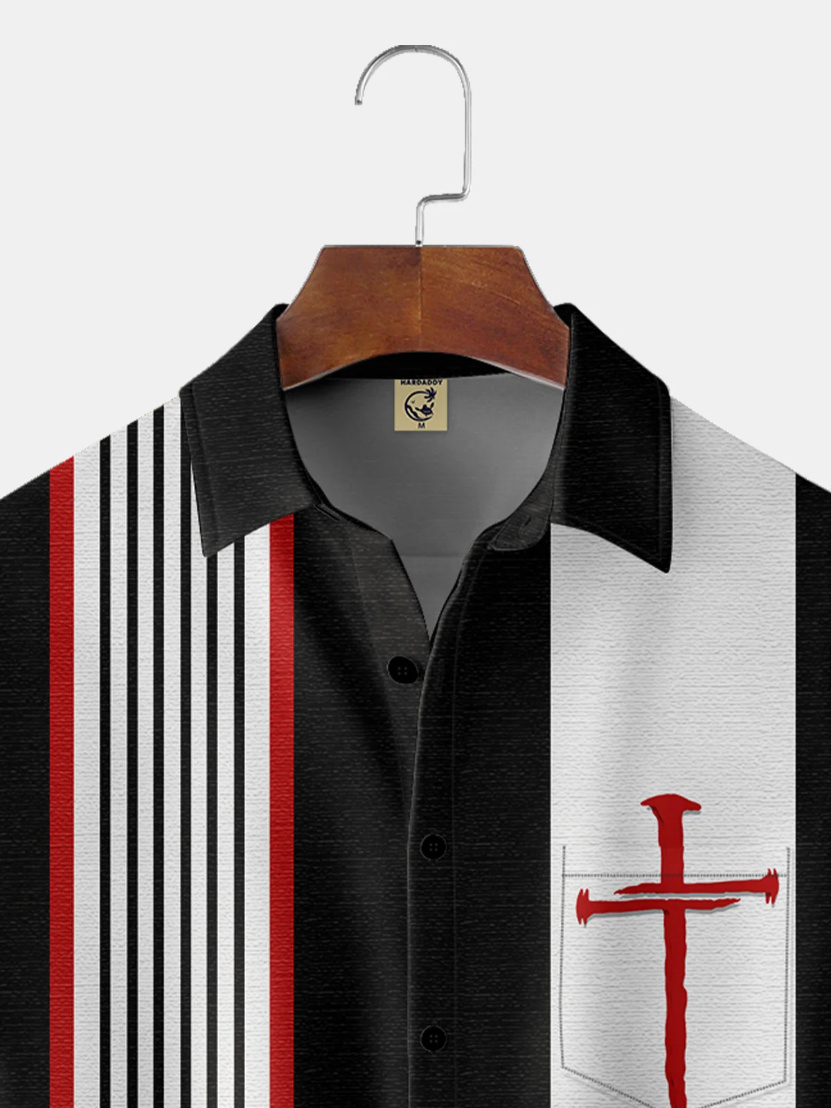 Moisture-wicking Easter Cross Chest Pocket Bowling Shirt