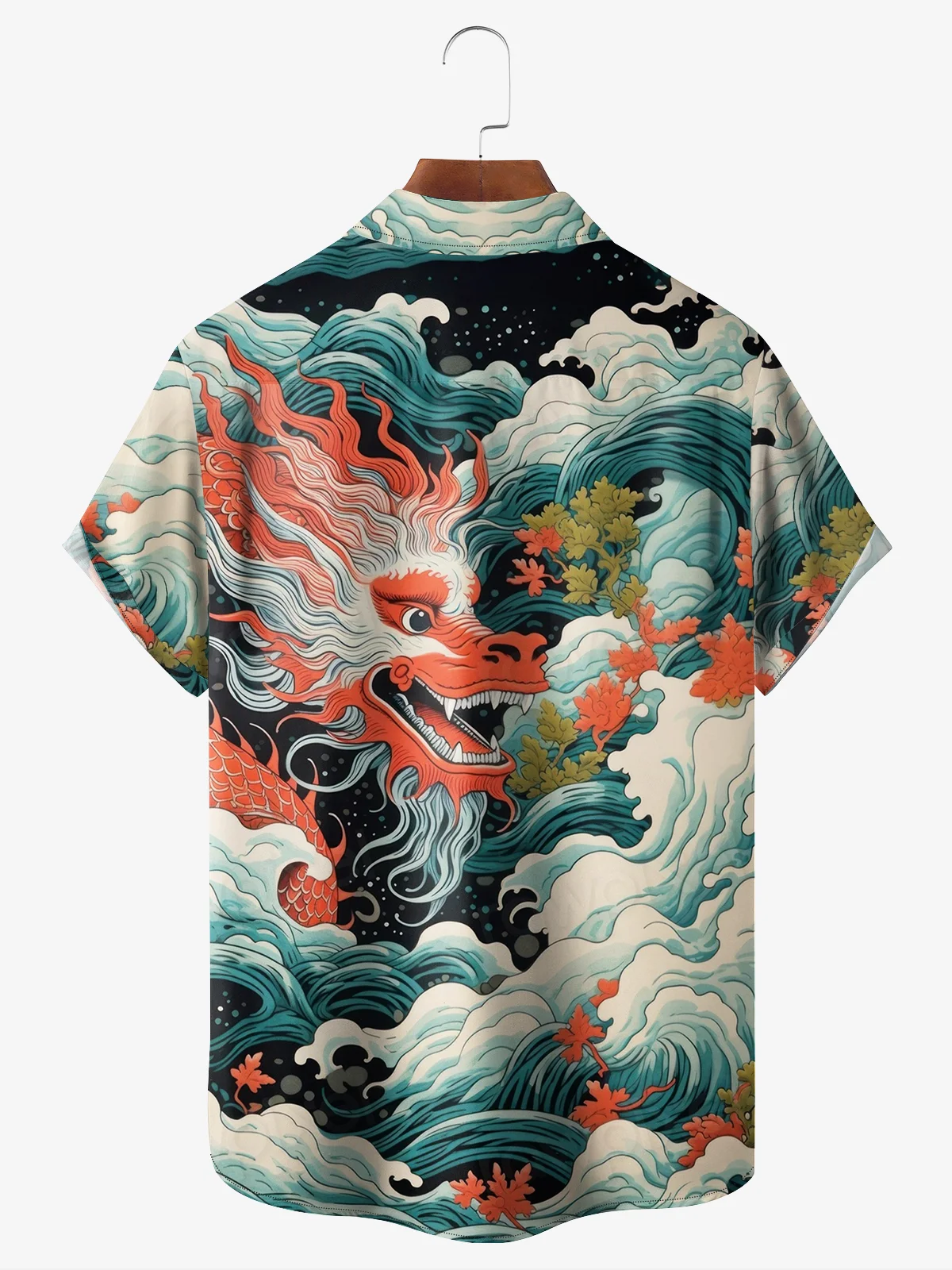 Moisture-wicking Dragon Chest Pocket Hawaiian Shirt