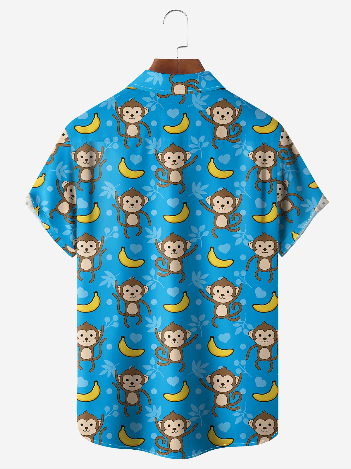Moisture-wicking Cartoon Monkey Chest Pocket Hawaiian Shirt