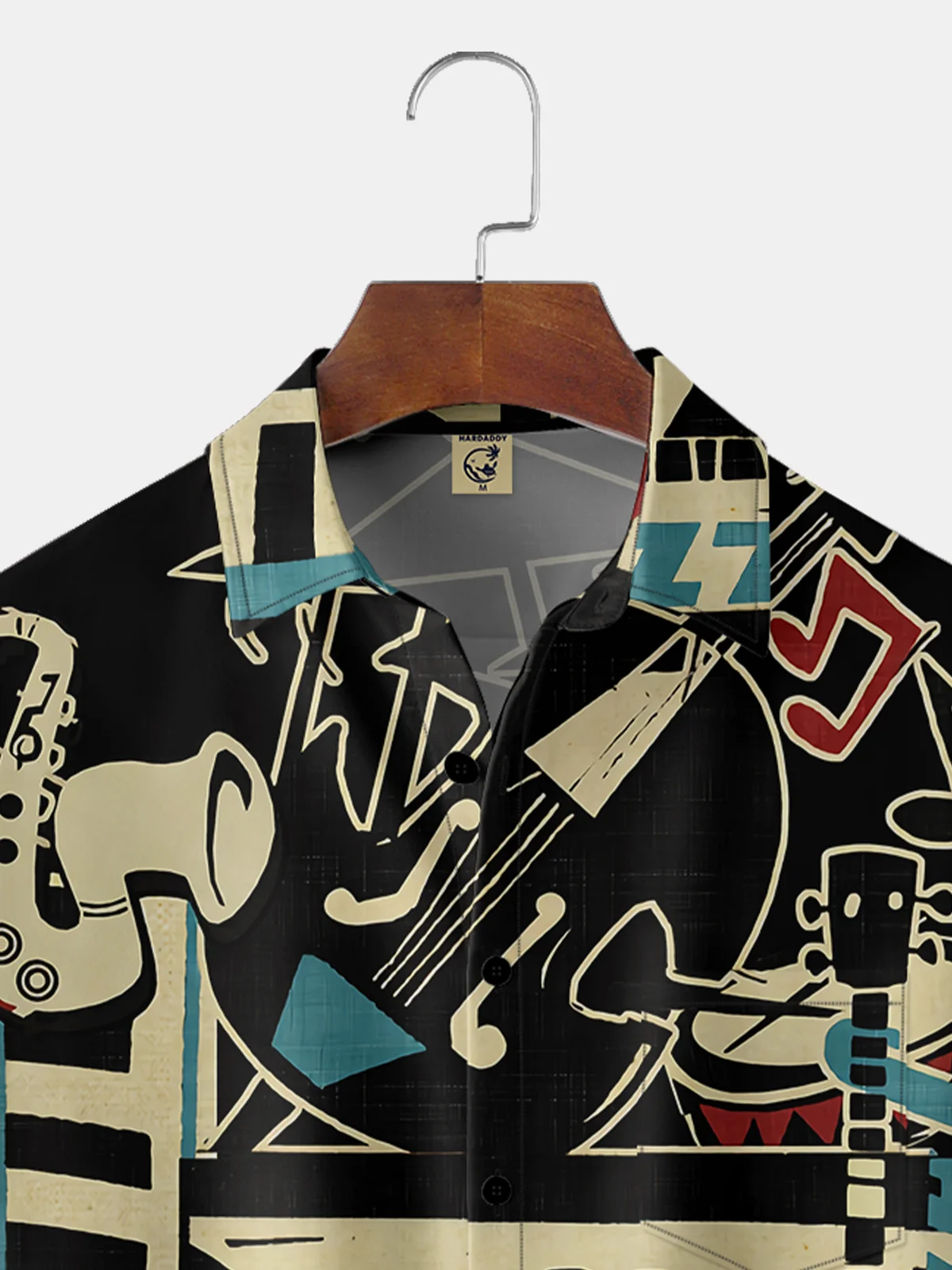 Breathable Music Jazz Chest Pocket Hawaiian Shirt