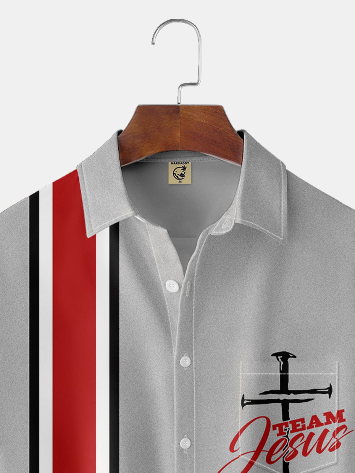 Moisture-wicking Easter Cross Chest Pocket Bowling Shirt