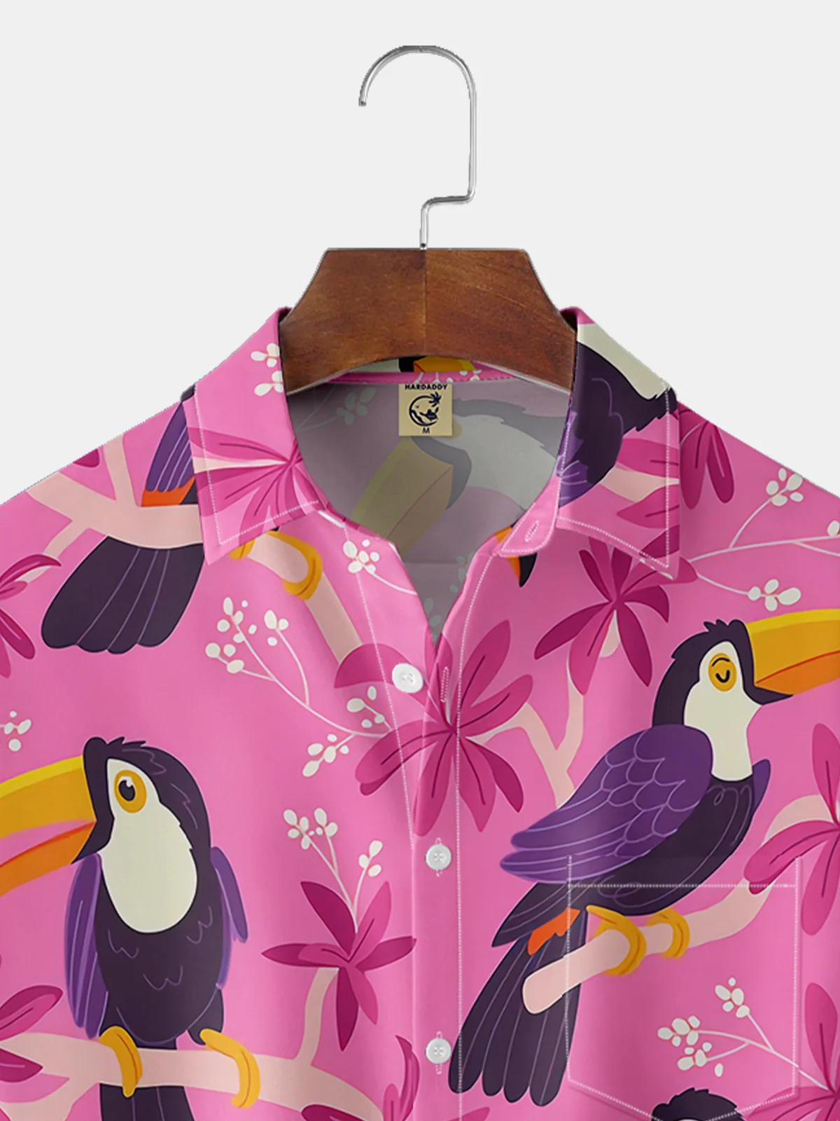 Moisture-wicking Tropical Parrots Chest Pocket Hawaiian Shirt