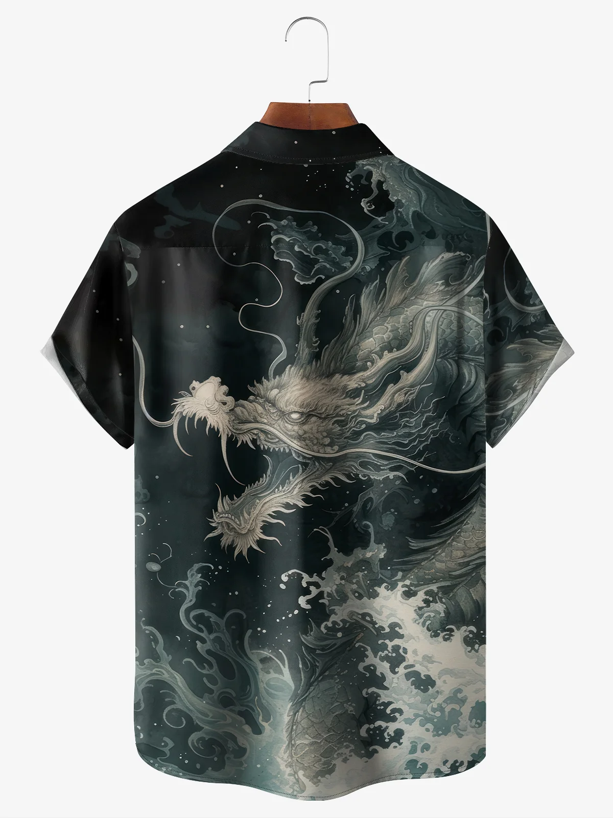 Moisture-wicking Dragon Chest Pocket Hawaiian Shirt