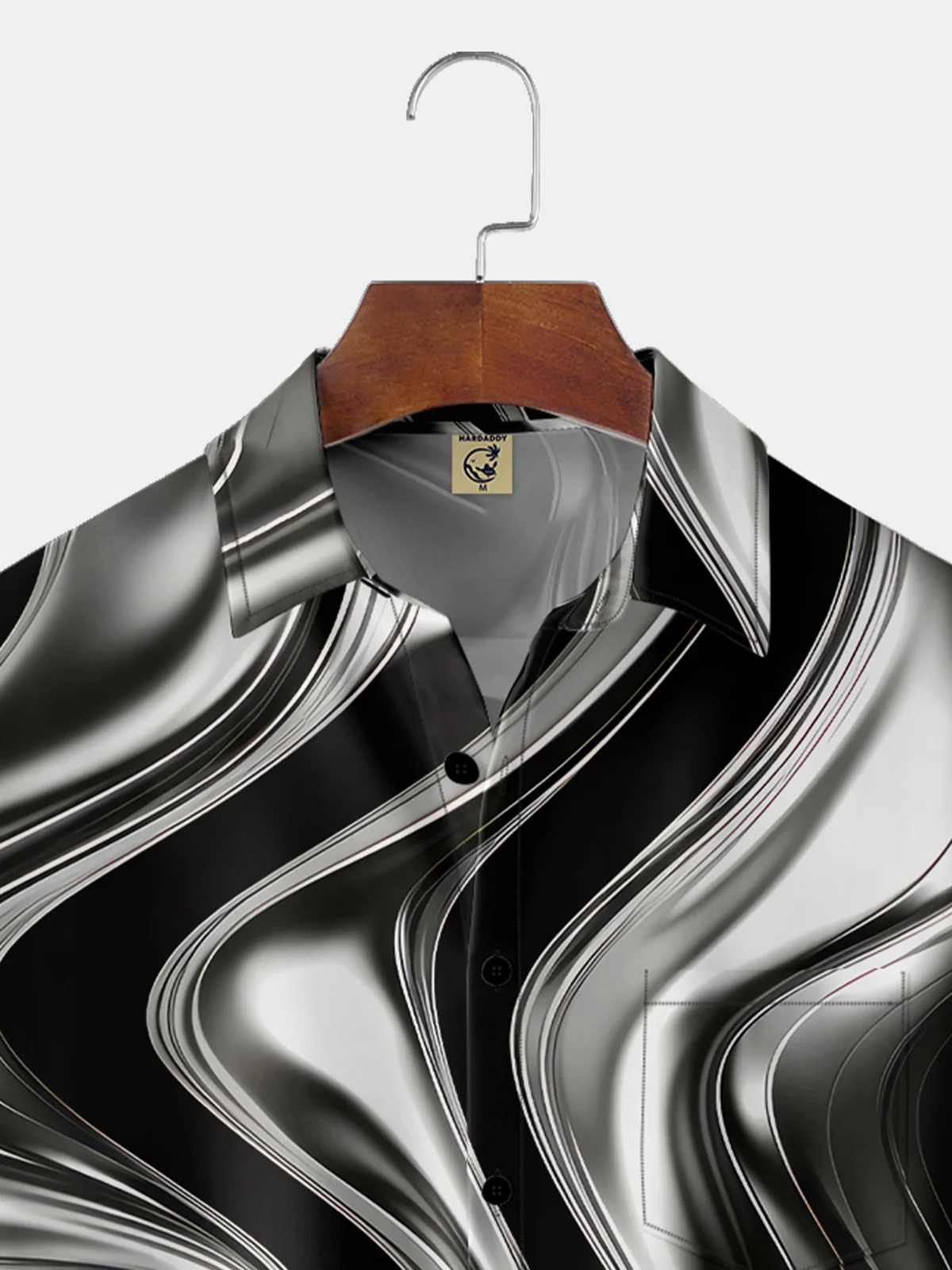 Moisture-wicking 3D Line Art Chest Pocket Hawaiian Shirt