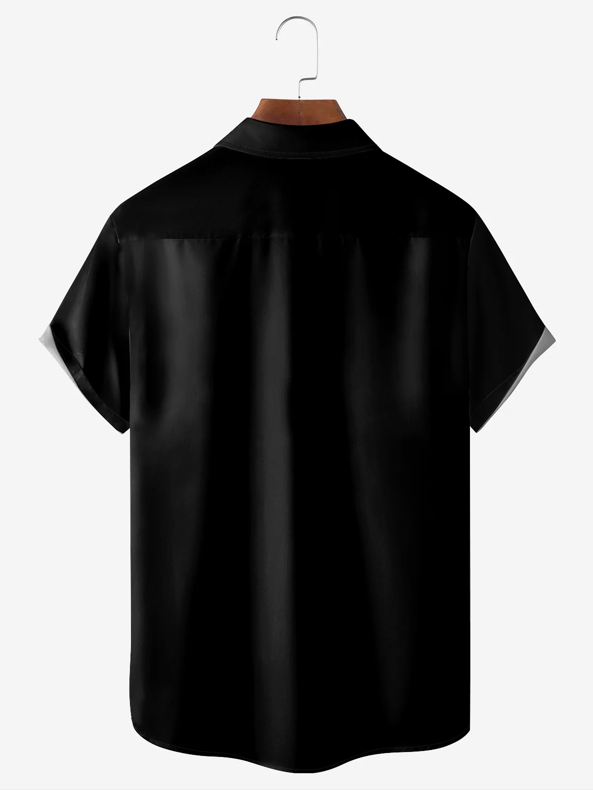 Moisture-wicking Black Cat Chest Pocket Bowling Shirt