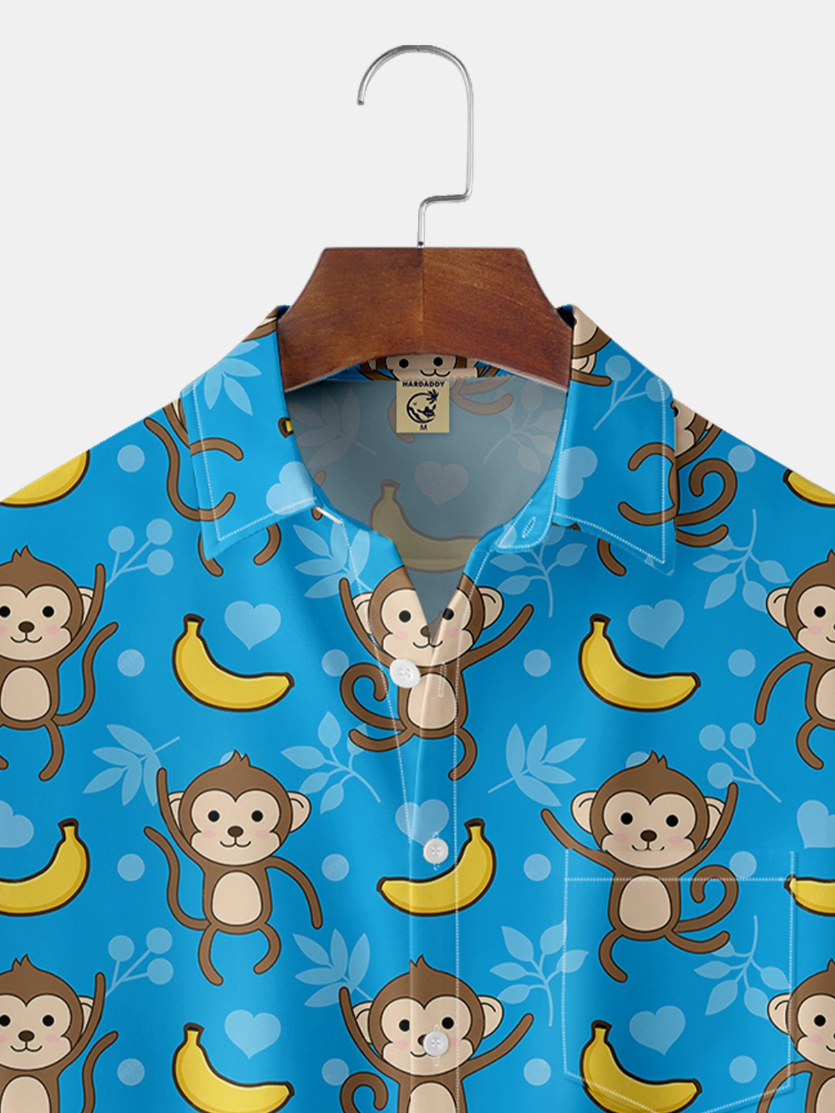 Moisture-wicking Cartoon Monkey Chest Pocket Hawaiian Shirt