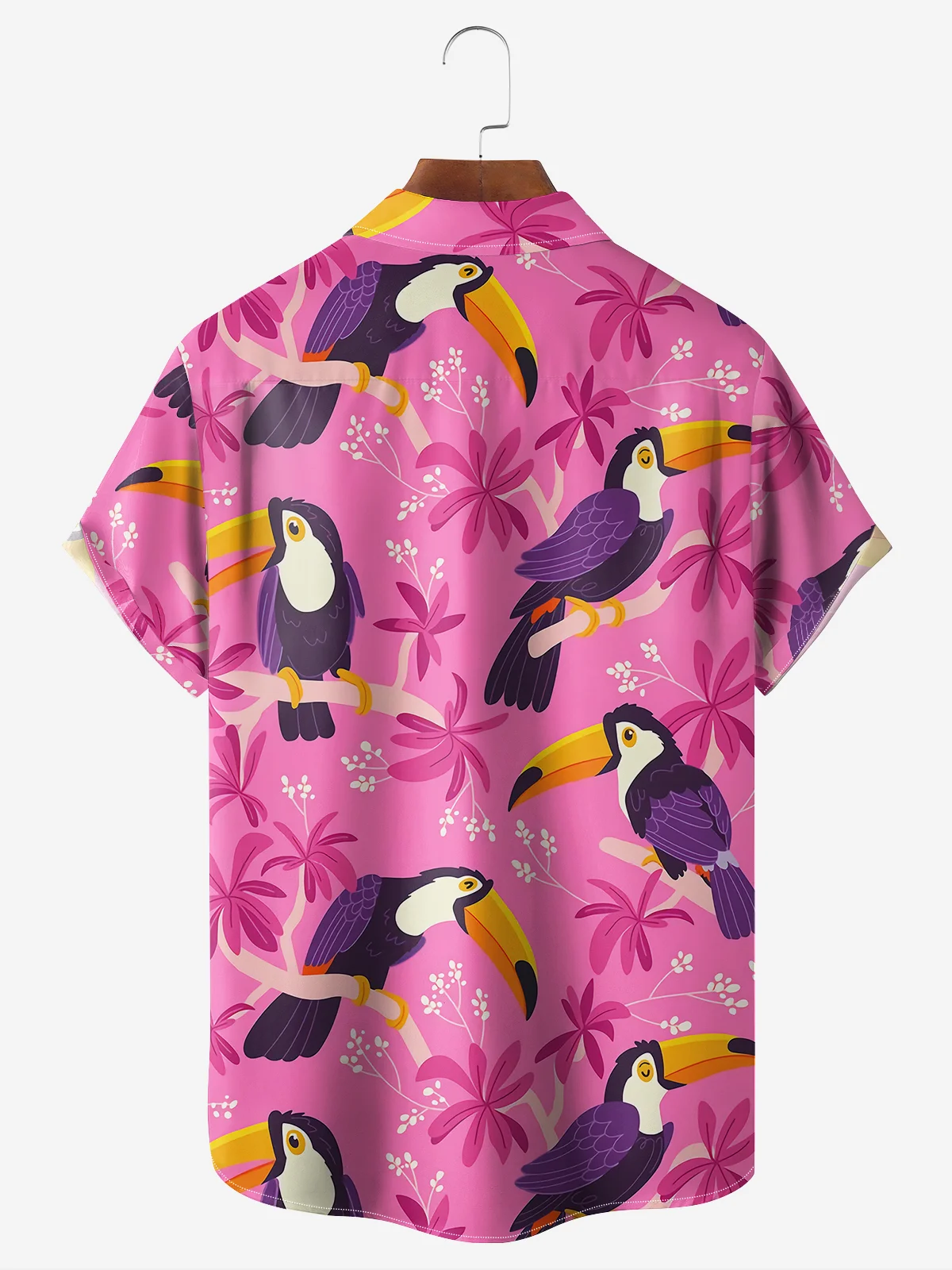 Moisture-wicking Tropical Parrots Chest Pocket Hawaiian Shirt