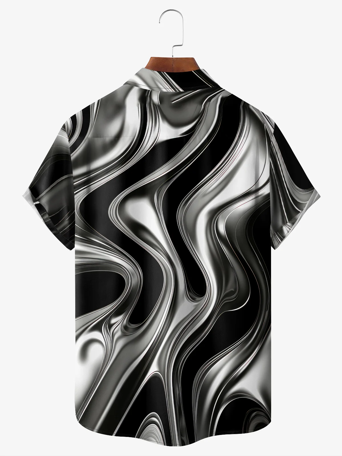 Moisture-wicking 3D Line Art Chest Pocket Hawaiian Shirt