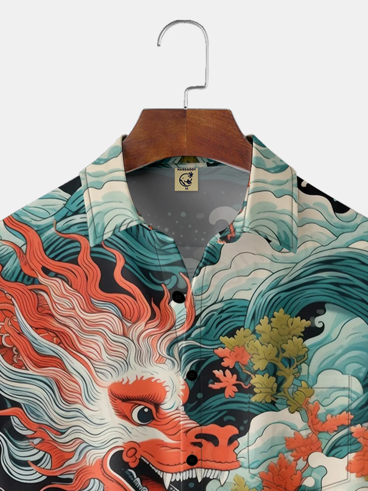 Moisture-wicking Dragon Chest Pocket Hawaiian Shirt