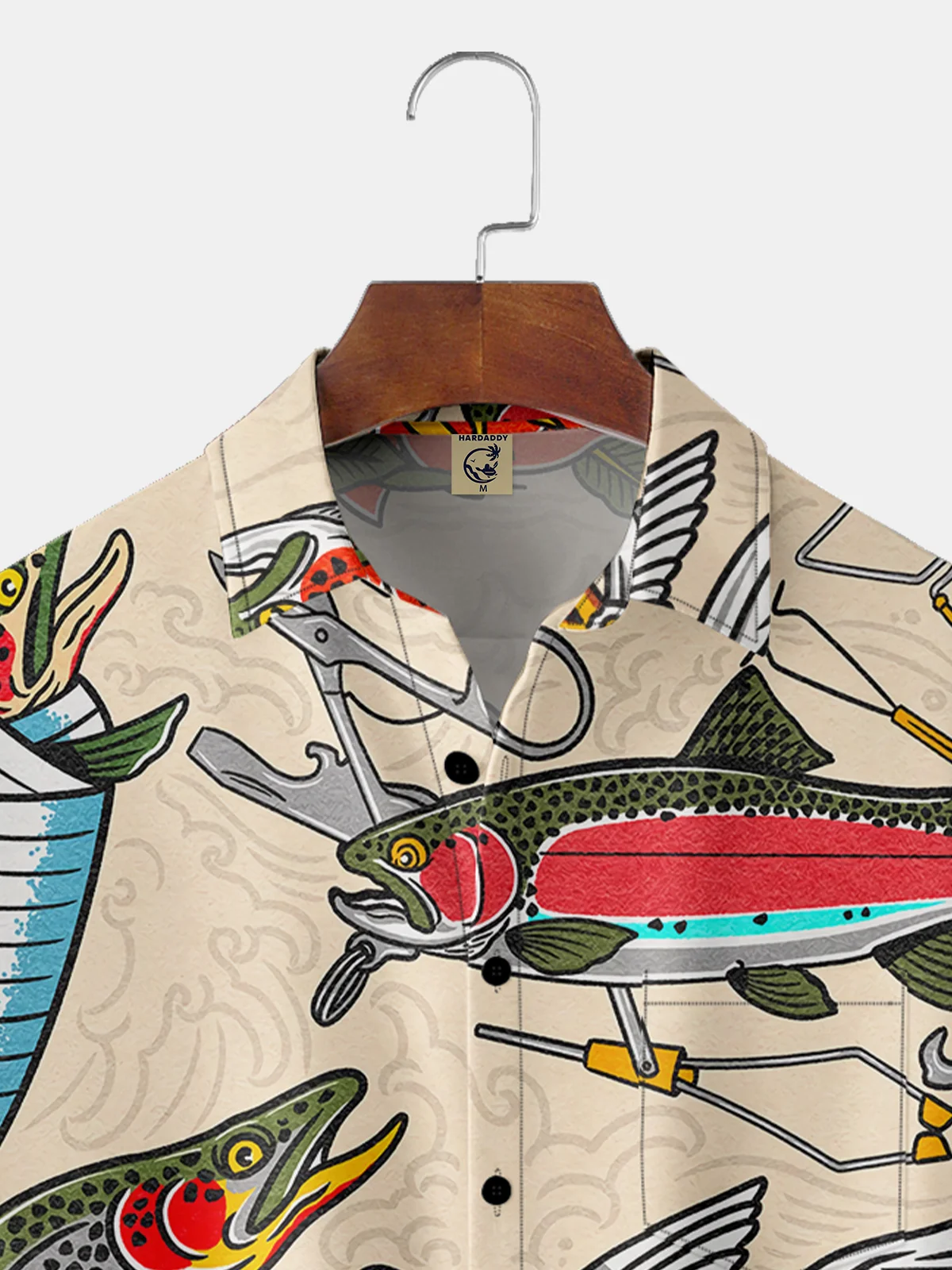 Moisture-wicking Vintage Fish Chest Pocket Hawaiian Shirt