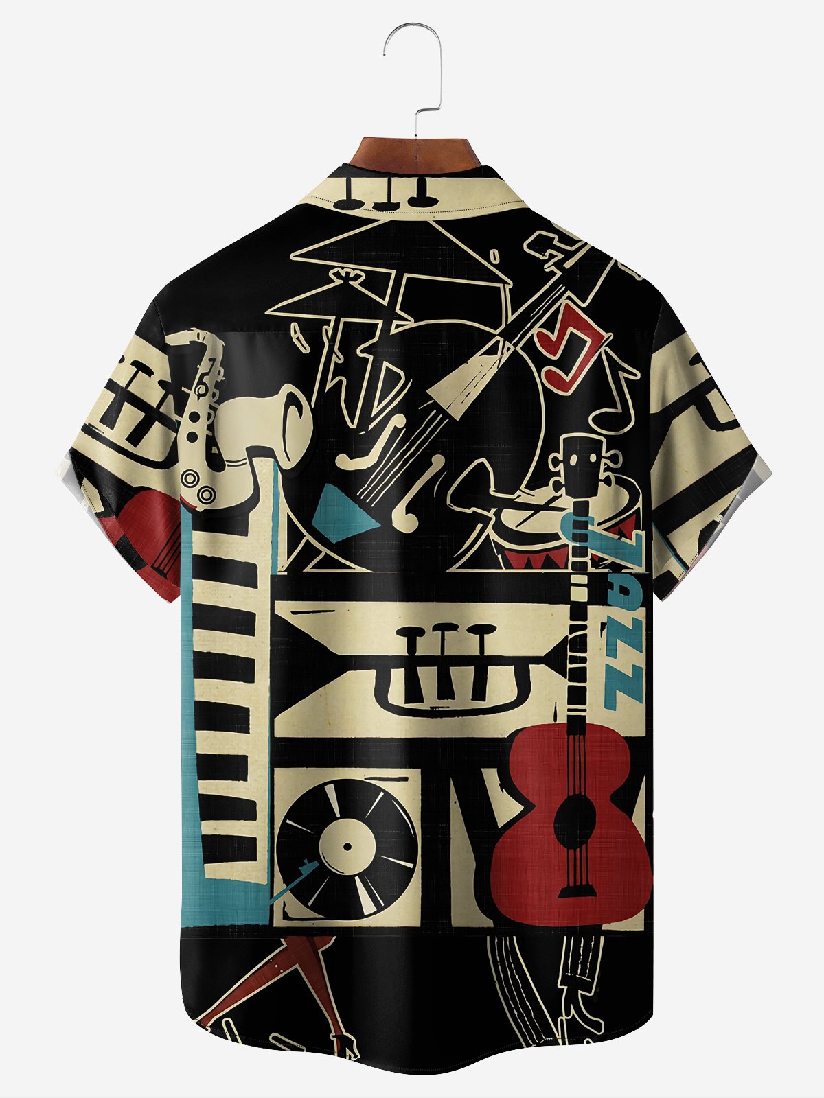 Breathable Music Jazz Chest Pocket Hawaiian Shirt