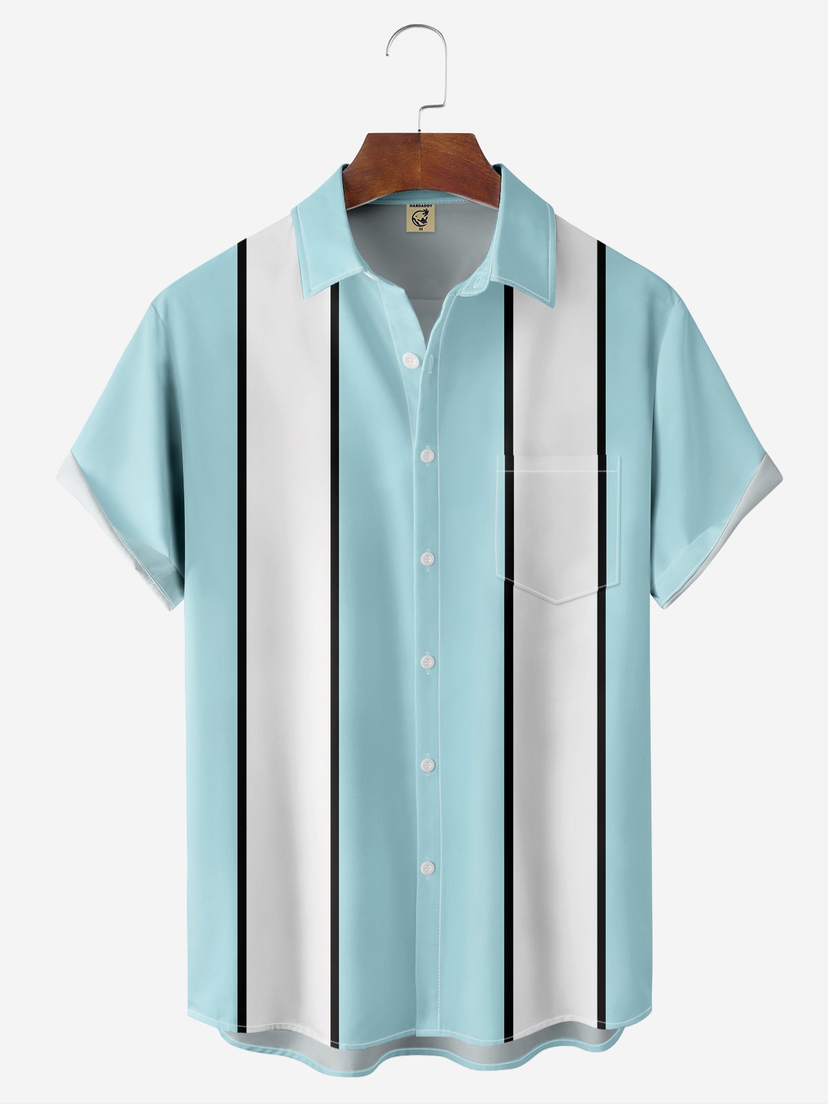 Hardaddy Moisture-wicking Geometric Chest Pocket Bowling Shirt