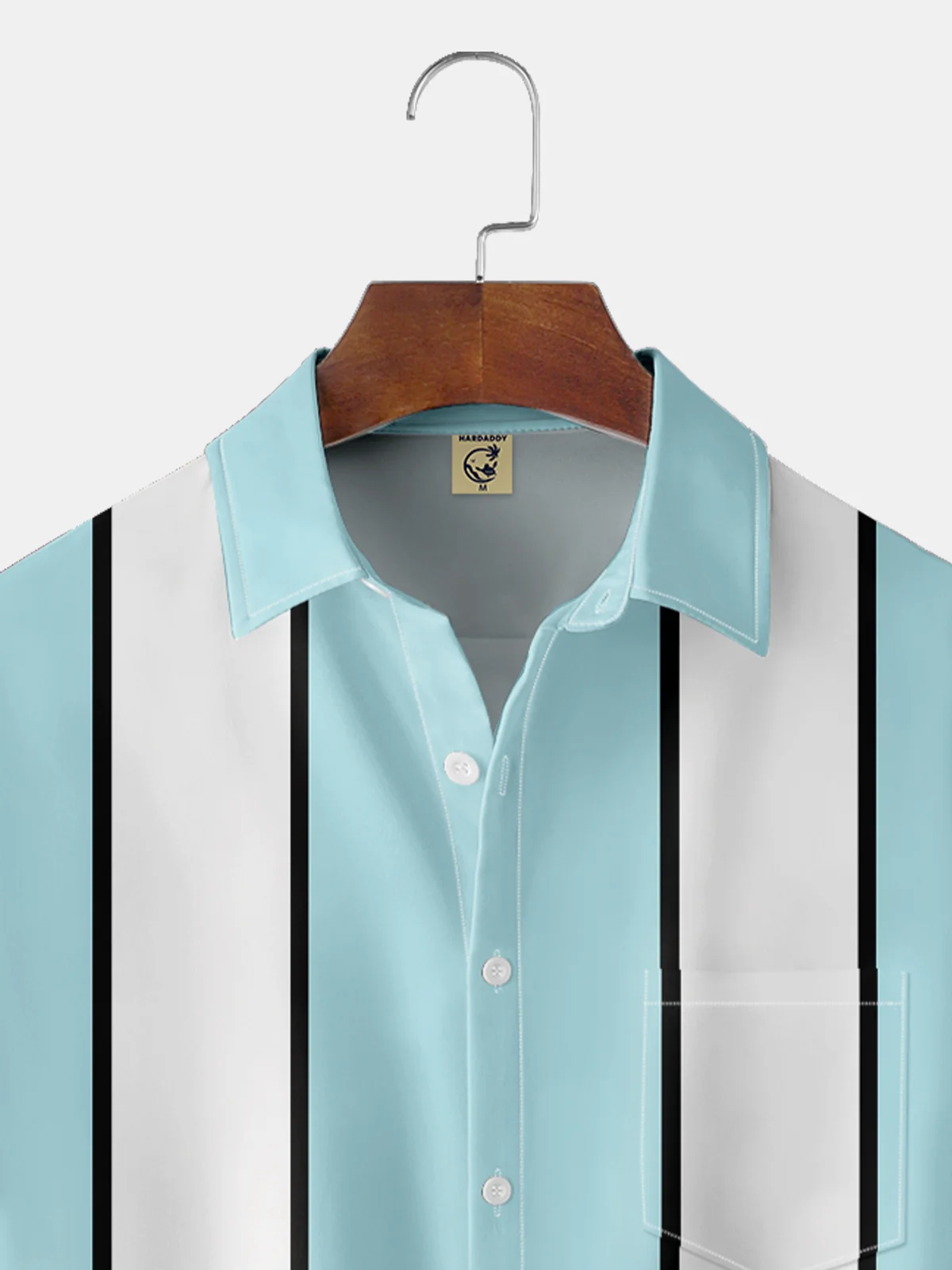 Hardaddy Moisture-wicking Geometric Chest Pocket Bowling Shirt