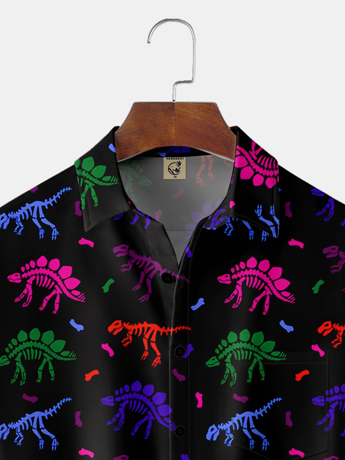 Moisture-wicking Breathable Dino Chest Pocket Hawaiian Shirt