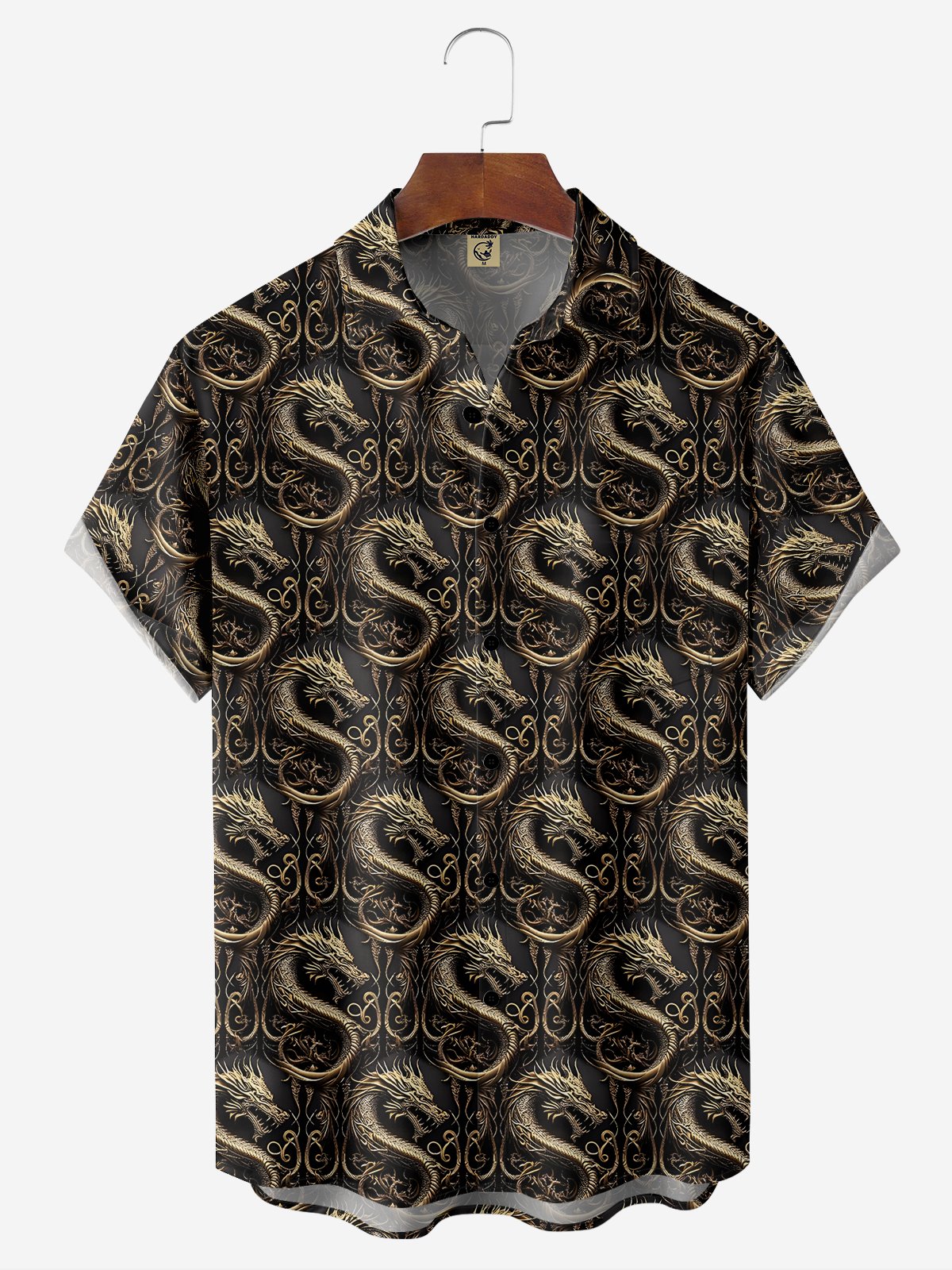 Moisture-wicking Dragon Chest Pocket Hawaiian Shirt