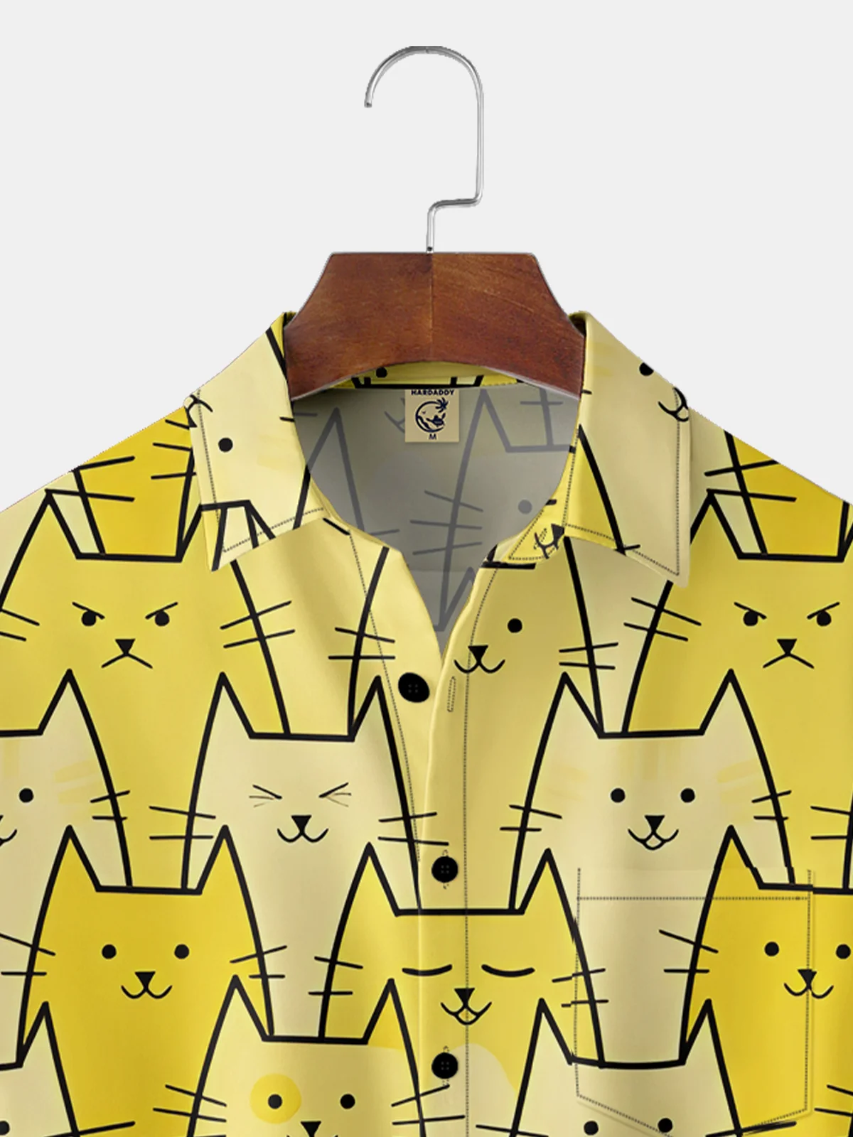 Moisture-wicking Geometric Cat Chest Pocket Hawaiian Shirt