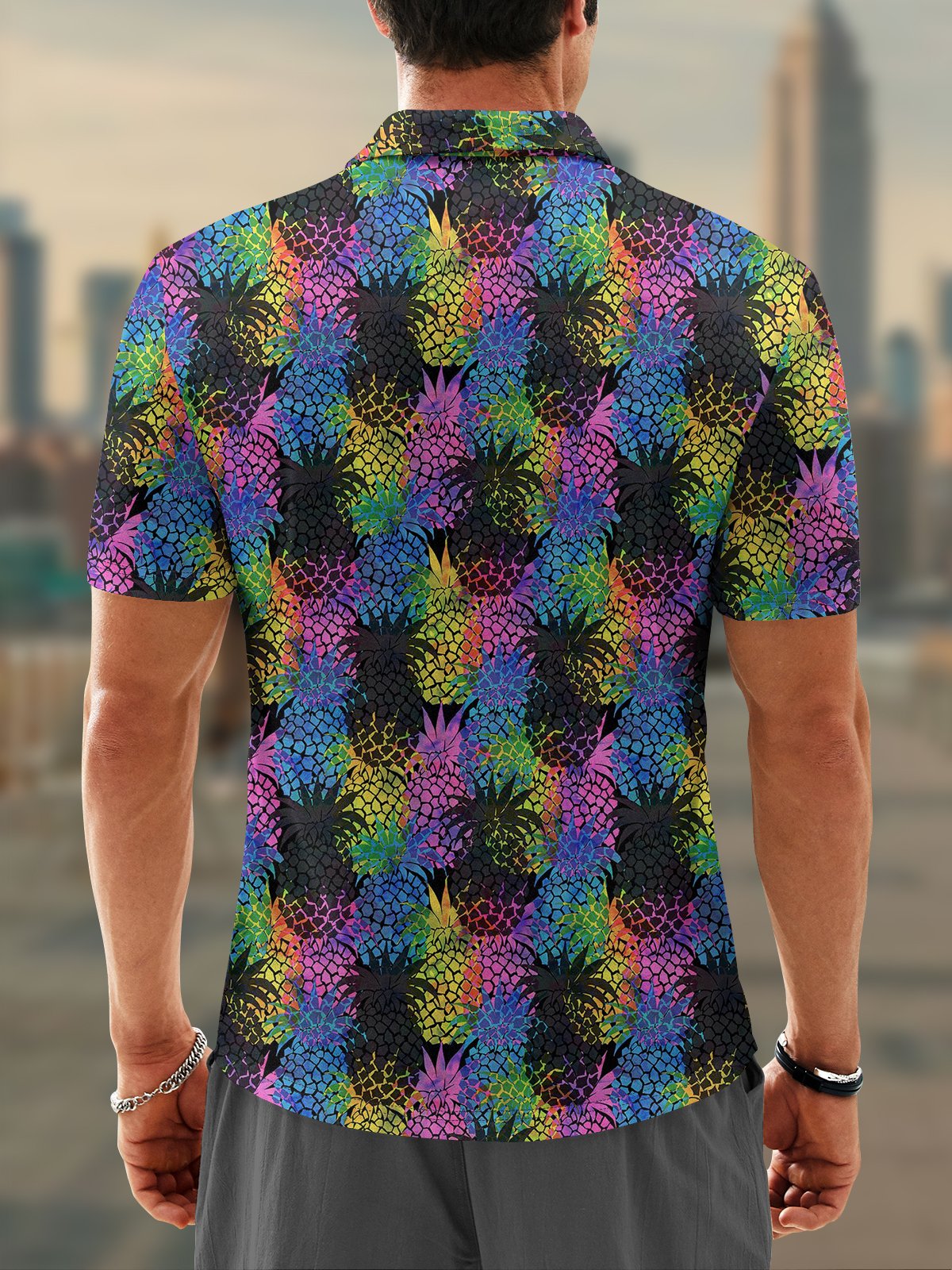 Moisture-wicking Golf Polo Gradient Color Pineapple