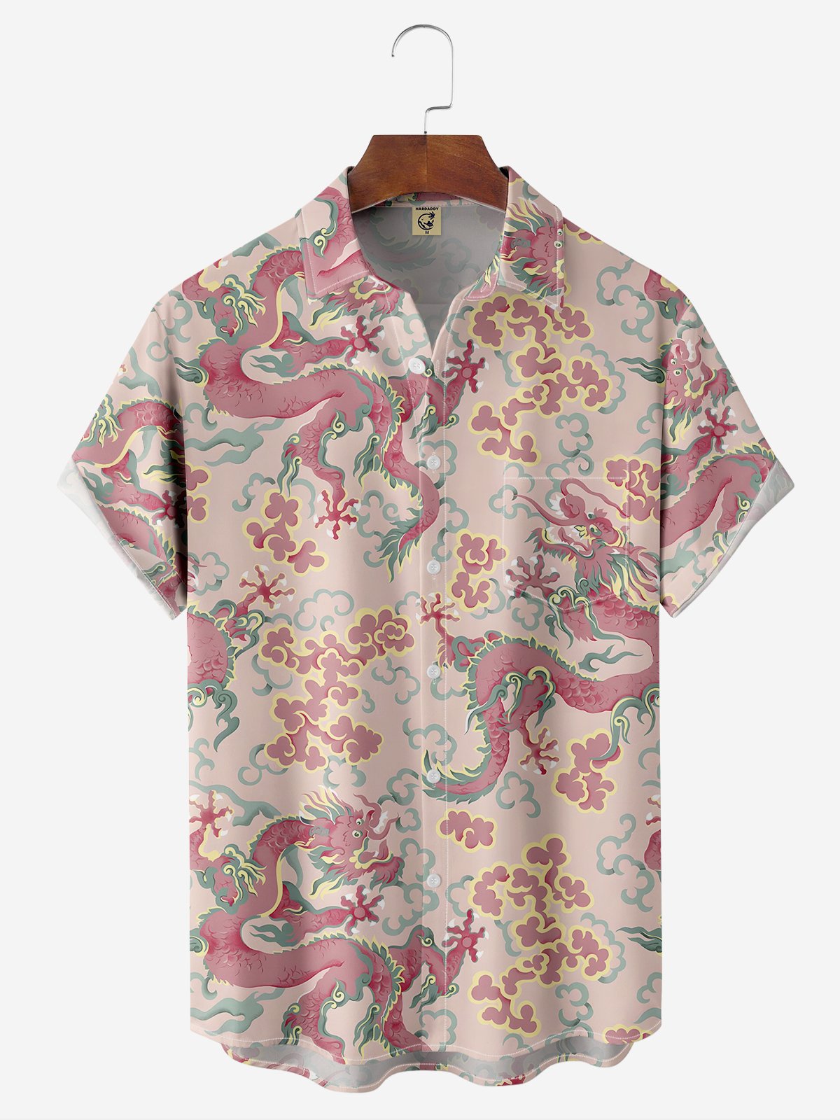 Moisture-wicking Dragon Chest Pocket Hawaiian Shirt