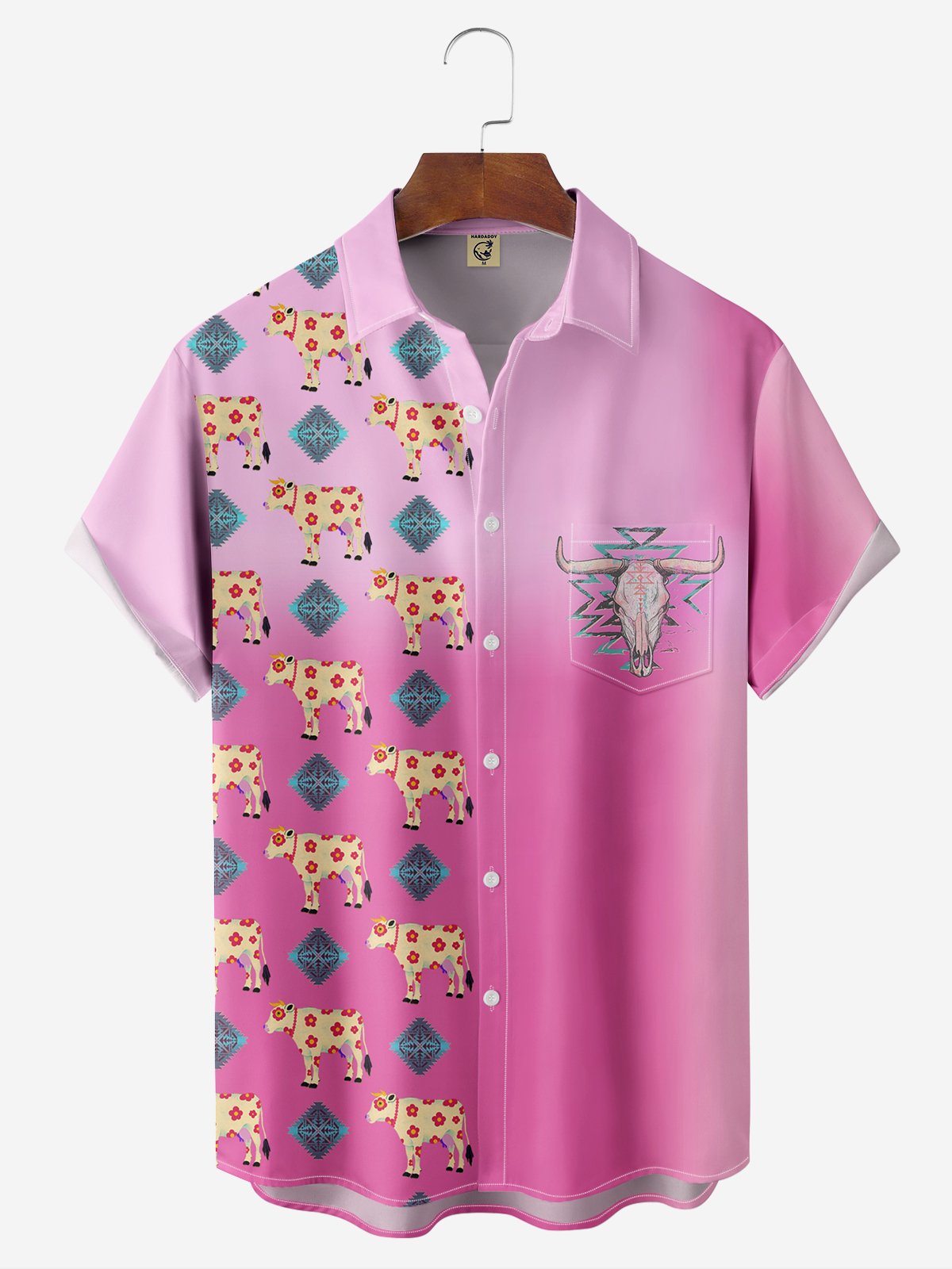 Ethnic Geometry Cow Hawaiian Shirt By Andreea Dumuta