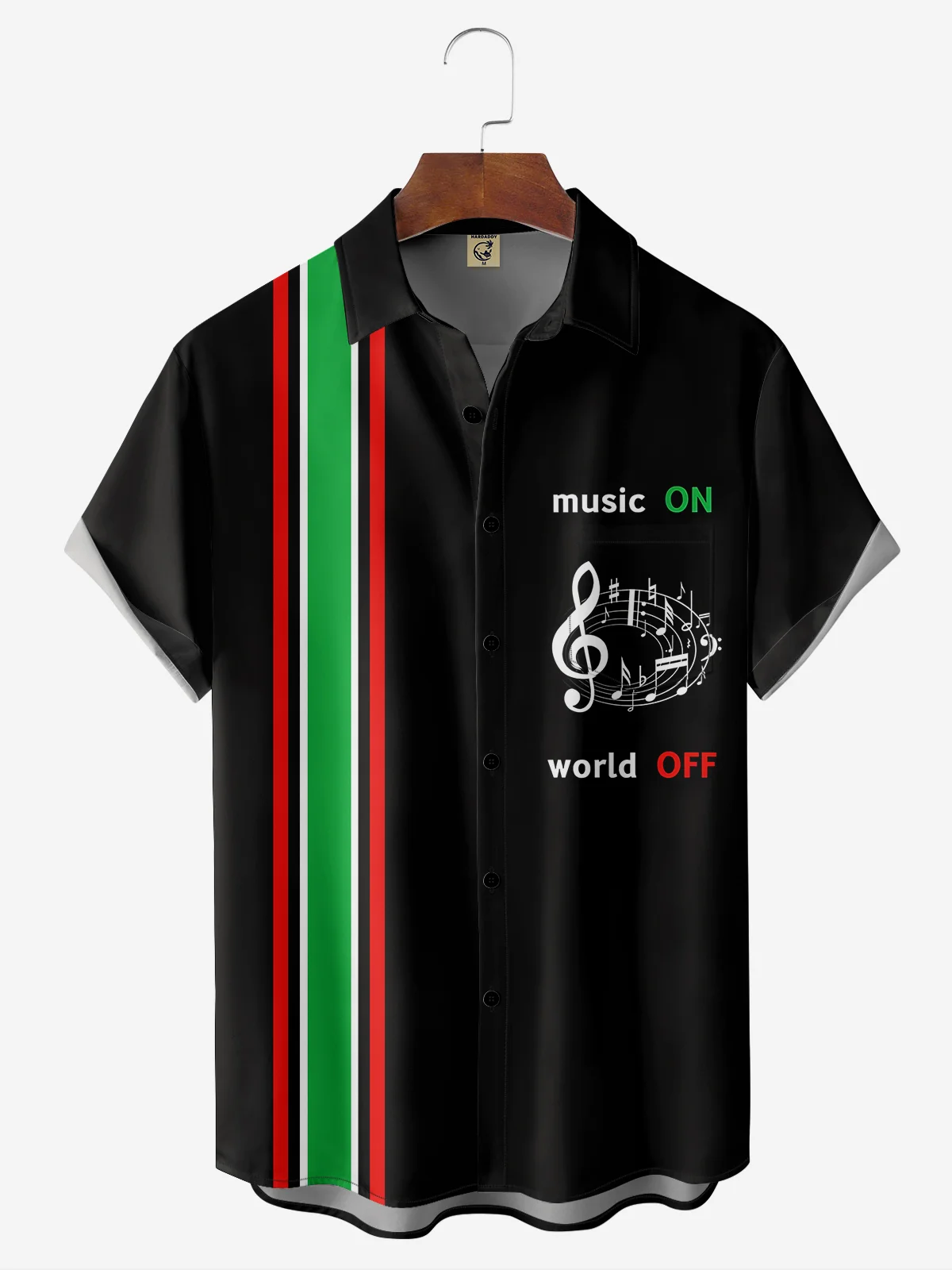 Moisture-wicking Music Chest Pocket Bowling Shirt