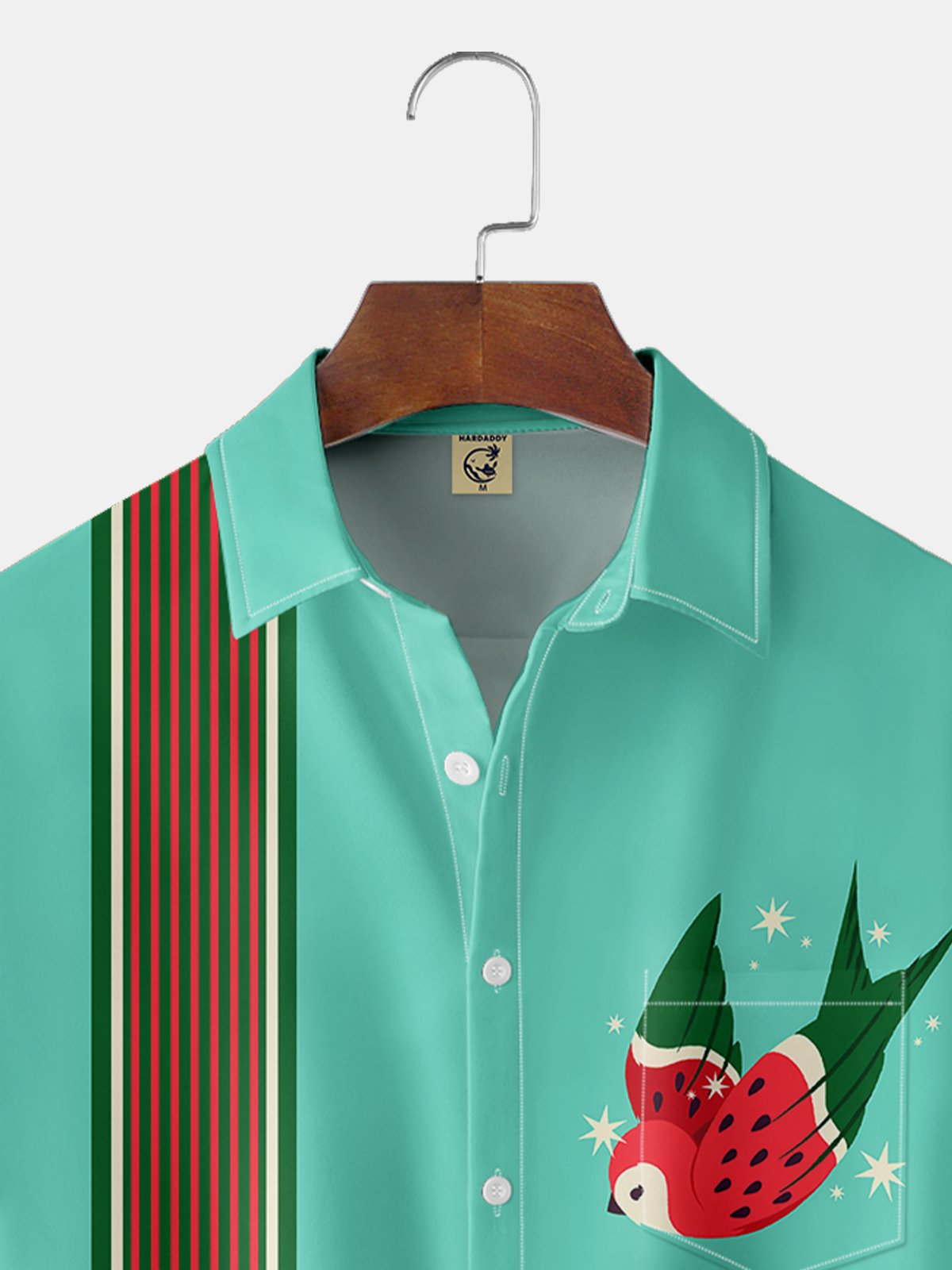 Moisture-wicking Abstract Pattern Chest Pocket Bowling Shirt