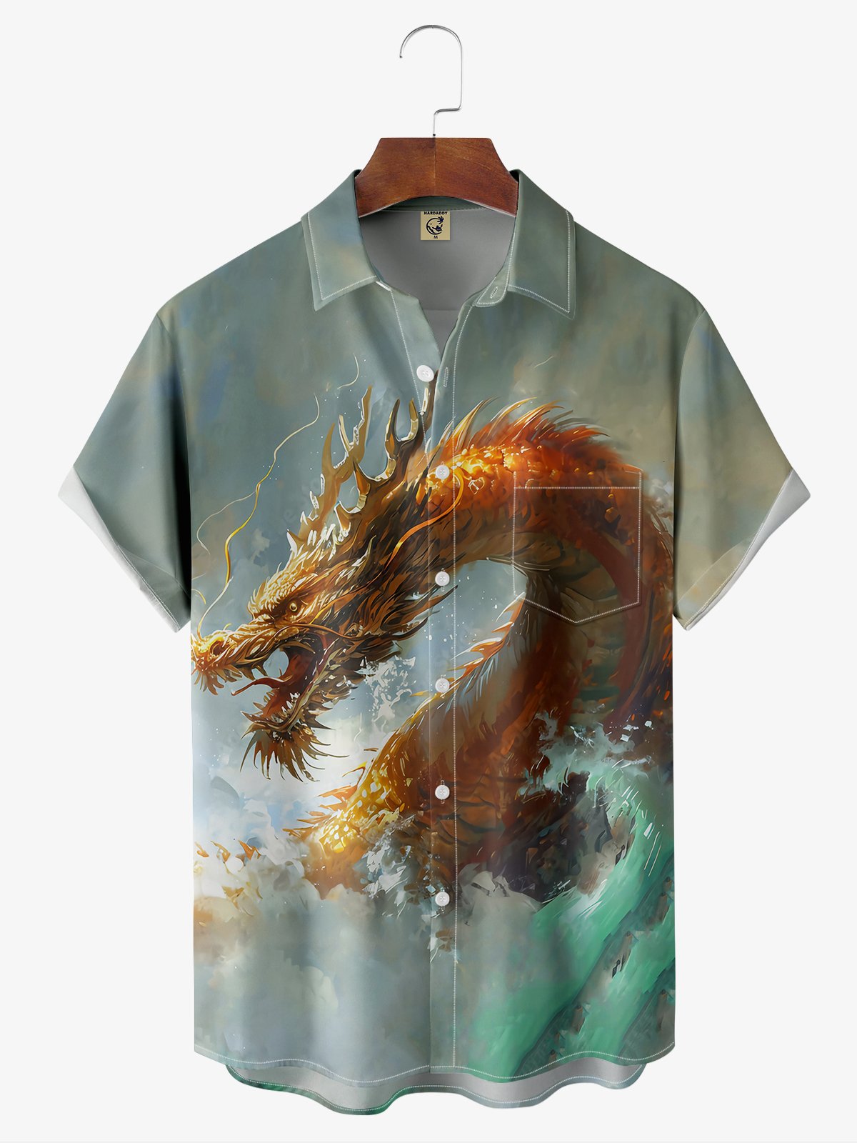 Moisture-wicking Dragon Chest Pocket Casual Shirt