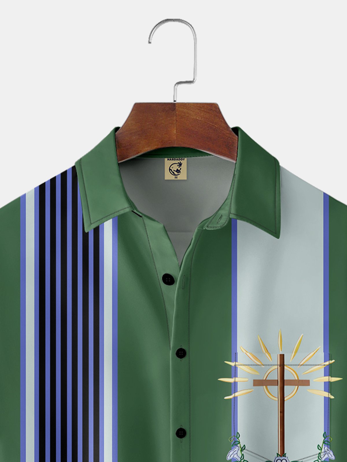 Moisture-wicking Cross Geometry Chest Pocket Bowling Shirt