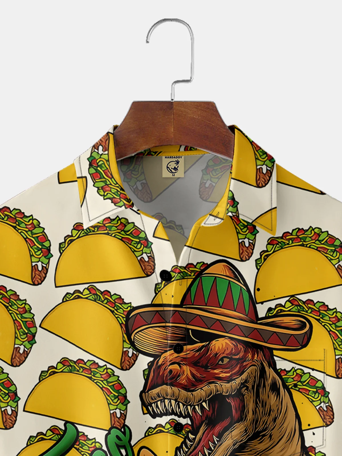 Moisture-wicking Taco Dinosaur Chest Pocket Hawaiian Shirt