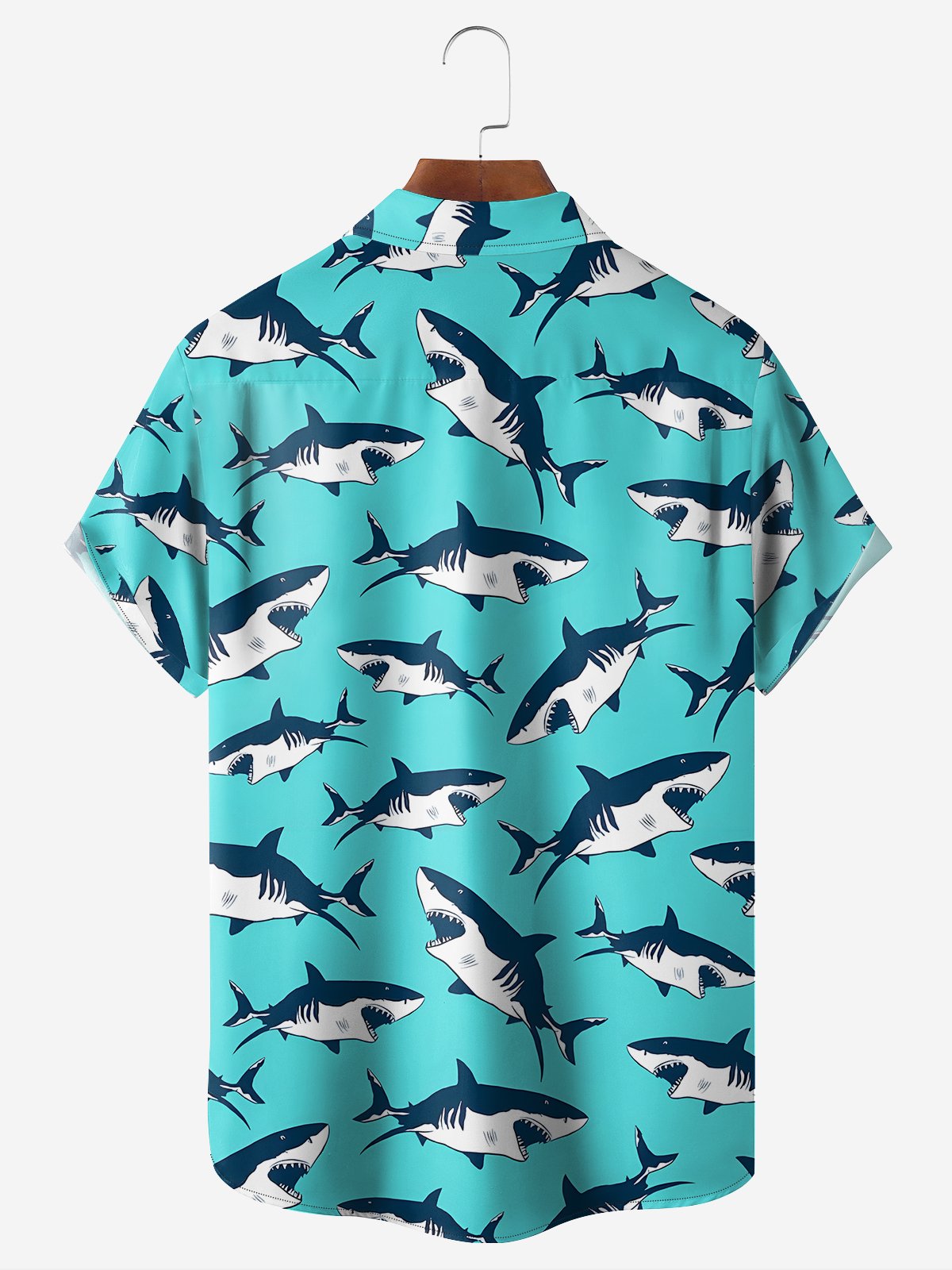 Moisture-wicking Shark Chest Pocket Hawaiian Shirt