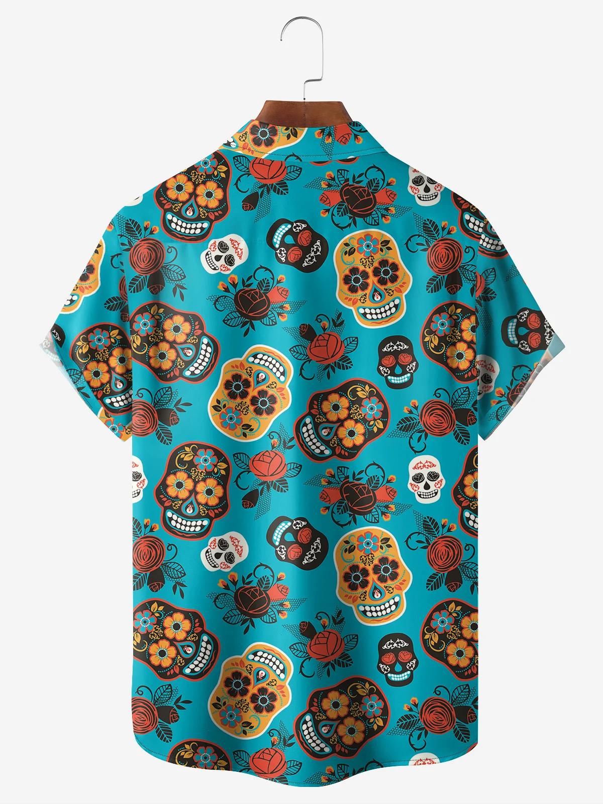 Moisture-wicking Skull Chest Pocket Casual Shirt