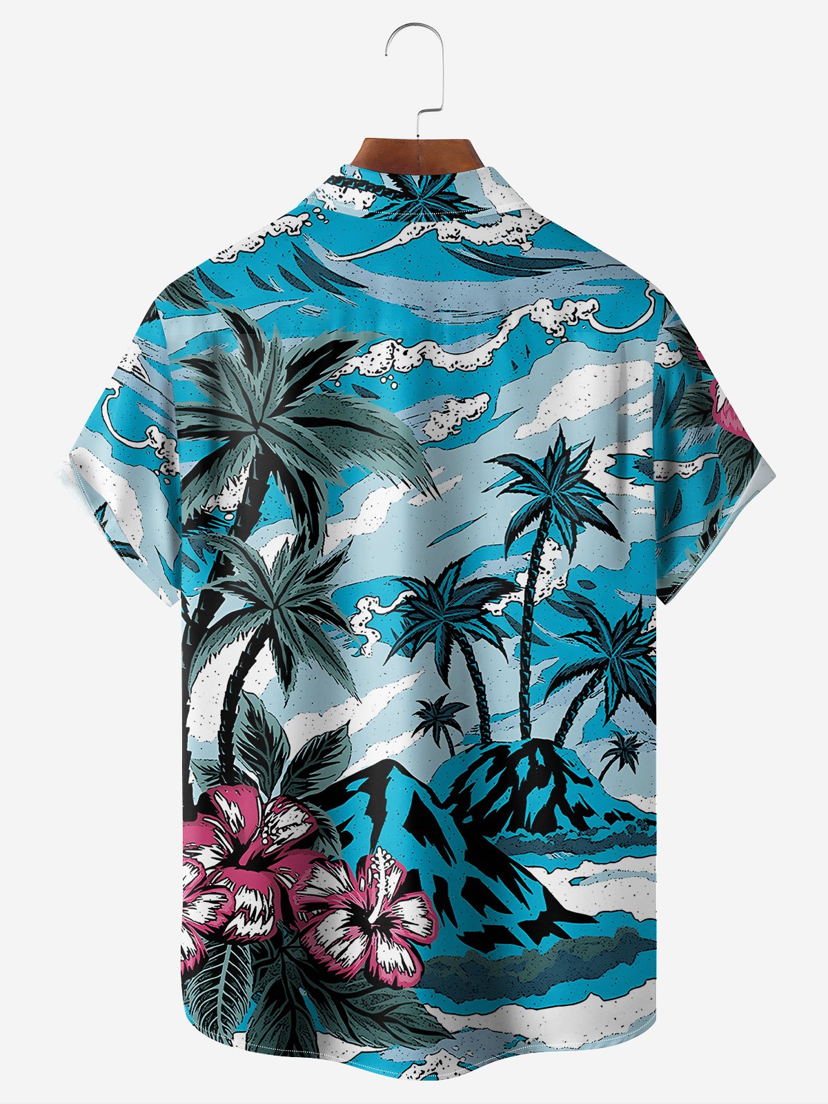 Moisture-wicking Coconut Tree Chest Pocket Hawaiian Shirt