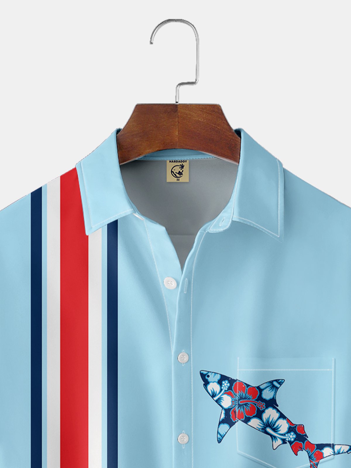 Moisture-wicking Breathable Color-block Art Shark Bowling Shirt