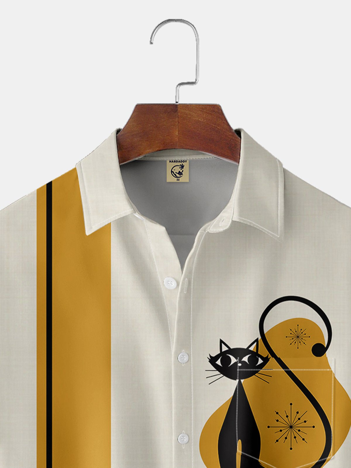 Moisture-wicking Art Cat Chest Pocket Bowling Shirt