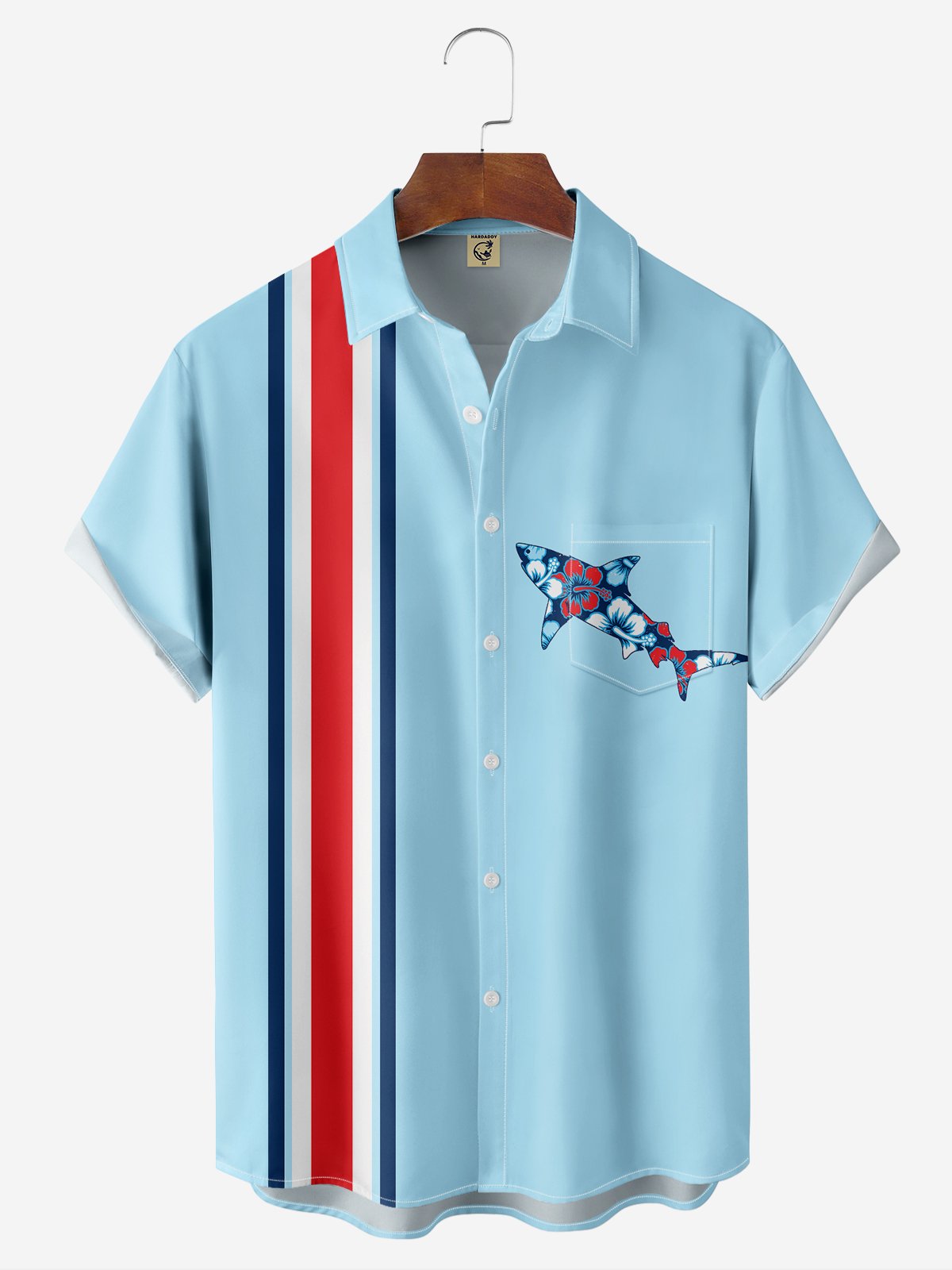 Moisture-wicking Breathable Color-block Art Shark Bowling Shirt