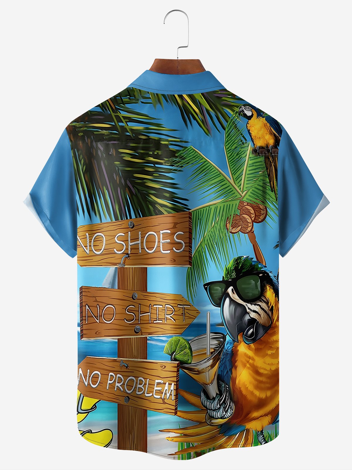 Moisture-wicking Parrot Cocktail Chest Pocket Hawaiian Shirt