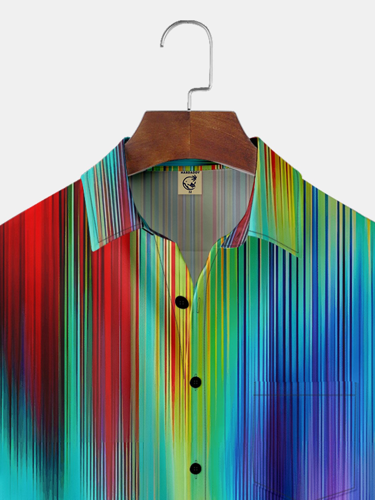 Moisture-wicking Color Strip Art Chest Pocket Hawaiian Shirt