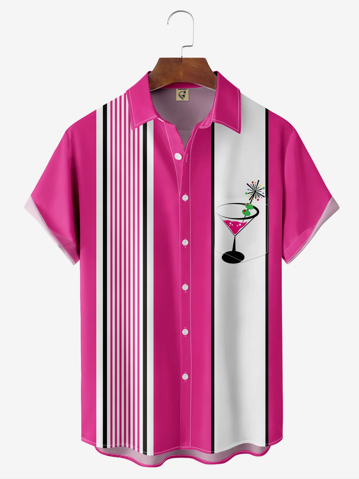 Moisture-wicking Cocktail Chest Pocket Bowling Shirt