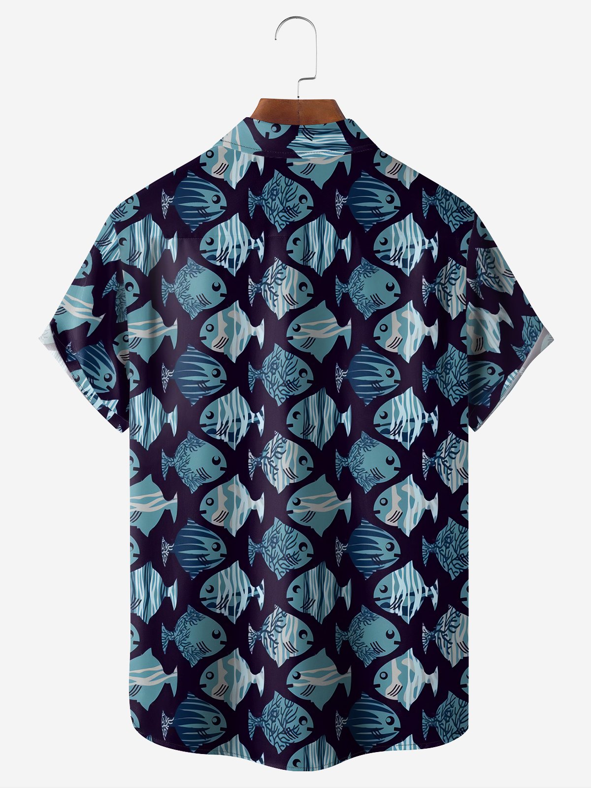 Moisture-wicking Fish Chest Pocket Hawaiian Shirt