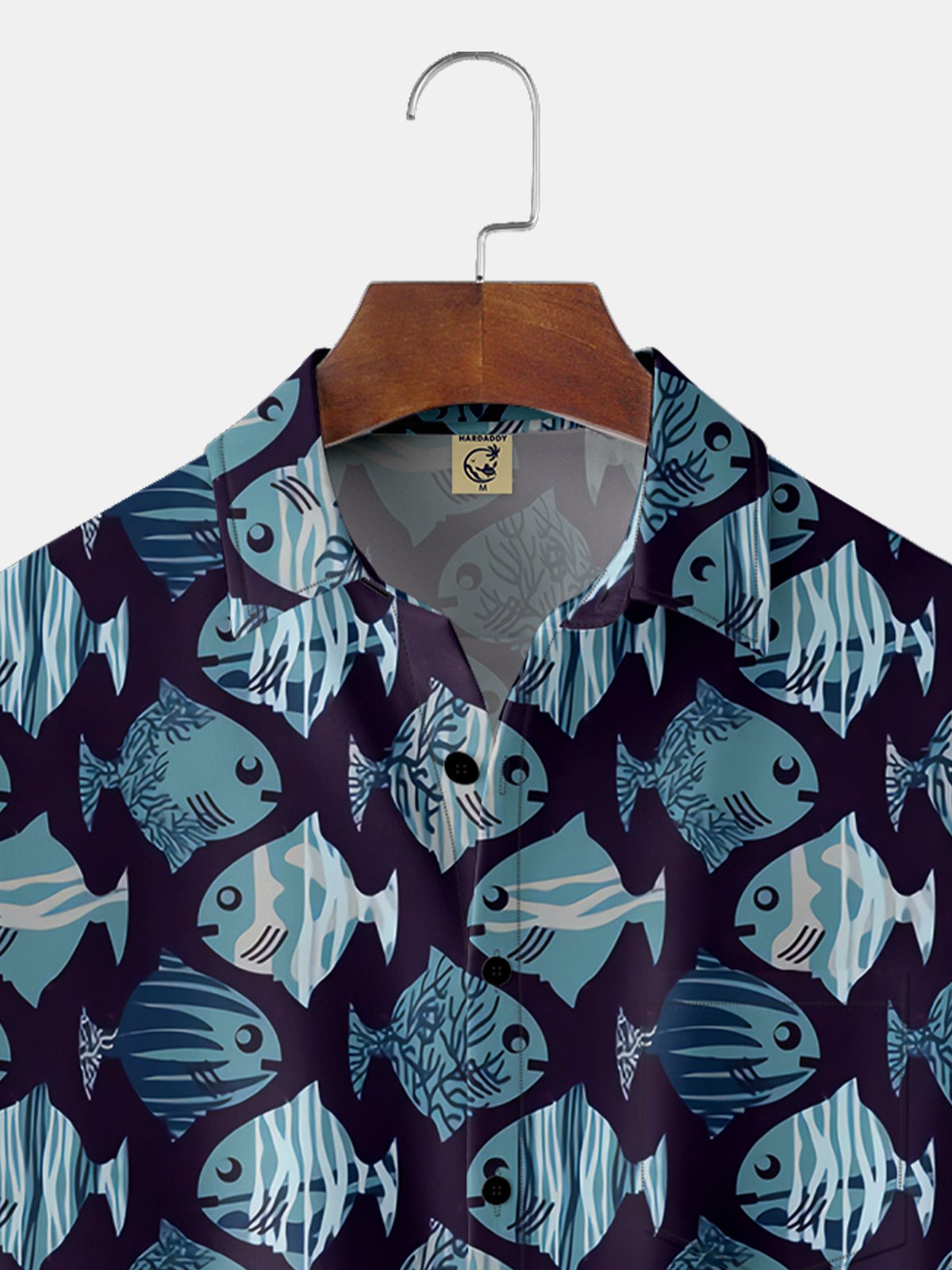 Moisture-wicking Fish Chest Pocket Hawaiian Shirt