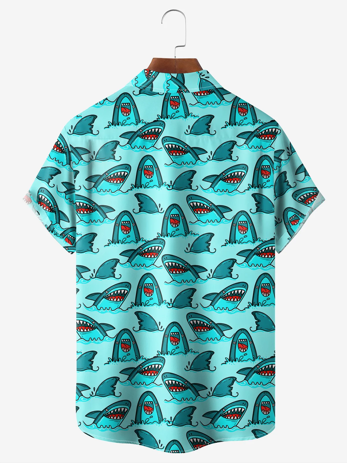 Hardaddy Moisture-Wicking Shark Print Chest Pocket Shirt