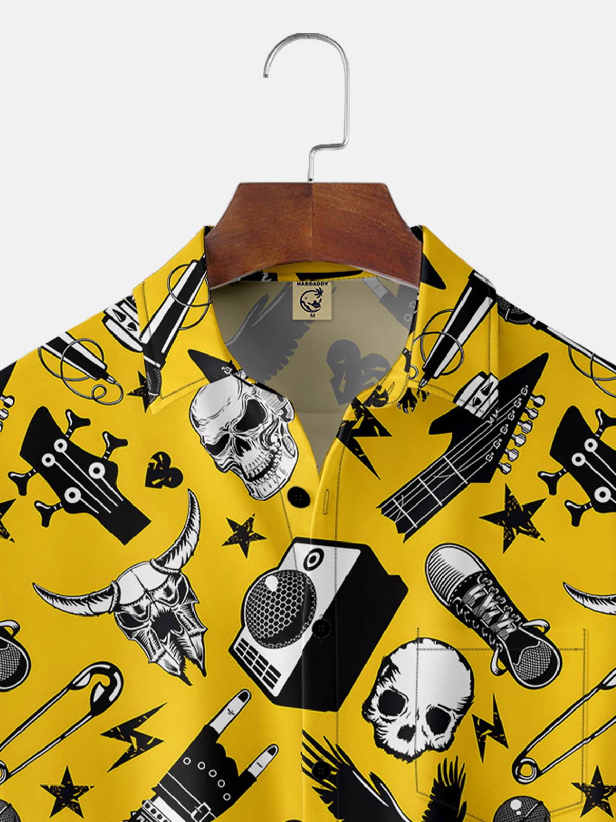 Moisture-wicking Rock Music Chest Pocket Hawaiian Shirt