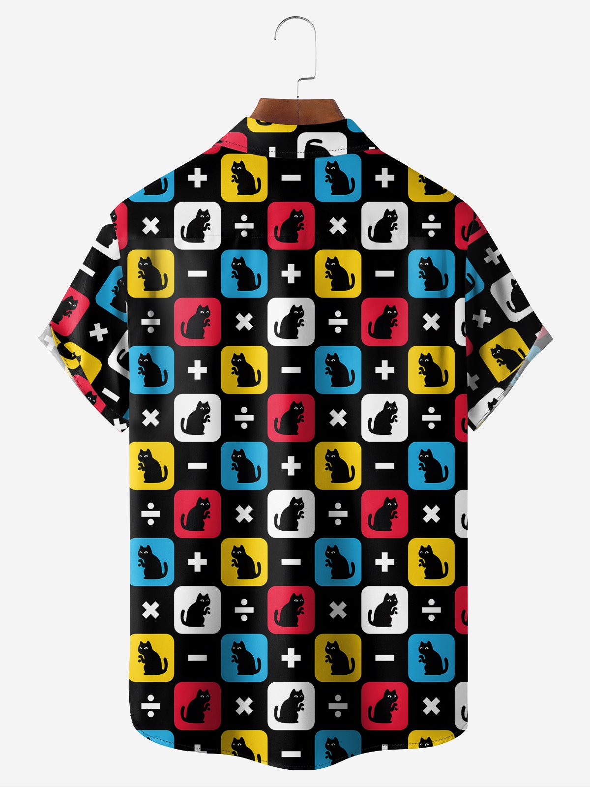 Moisture-Wicking Colorful Contrasting Cat Chest Pocket Shirt