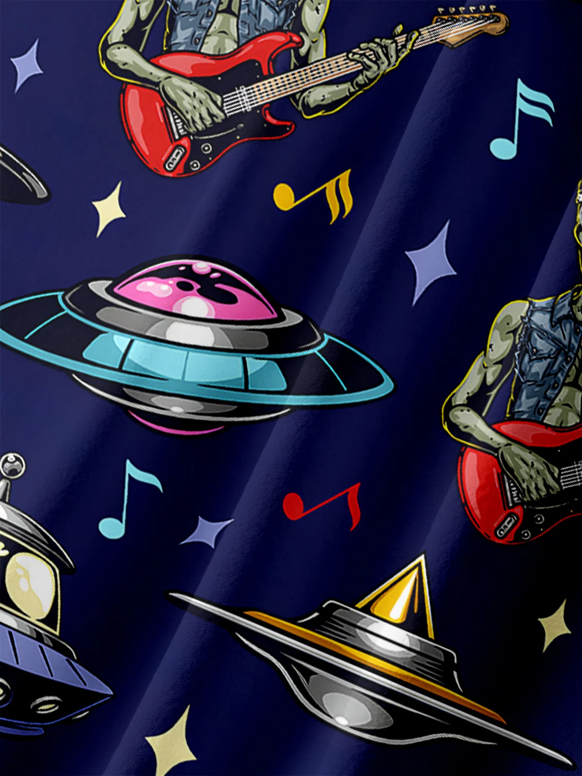 Moisture-wicking Alien Music Chest Pocket Casual Shirt