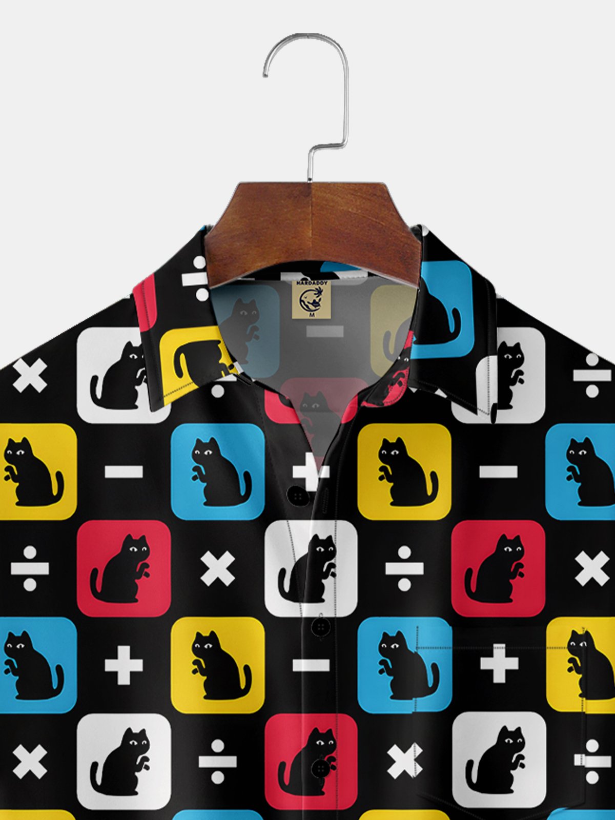 Moisture-Wicking Colorful Contrasting Cat Chest Pocket Shirt