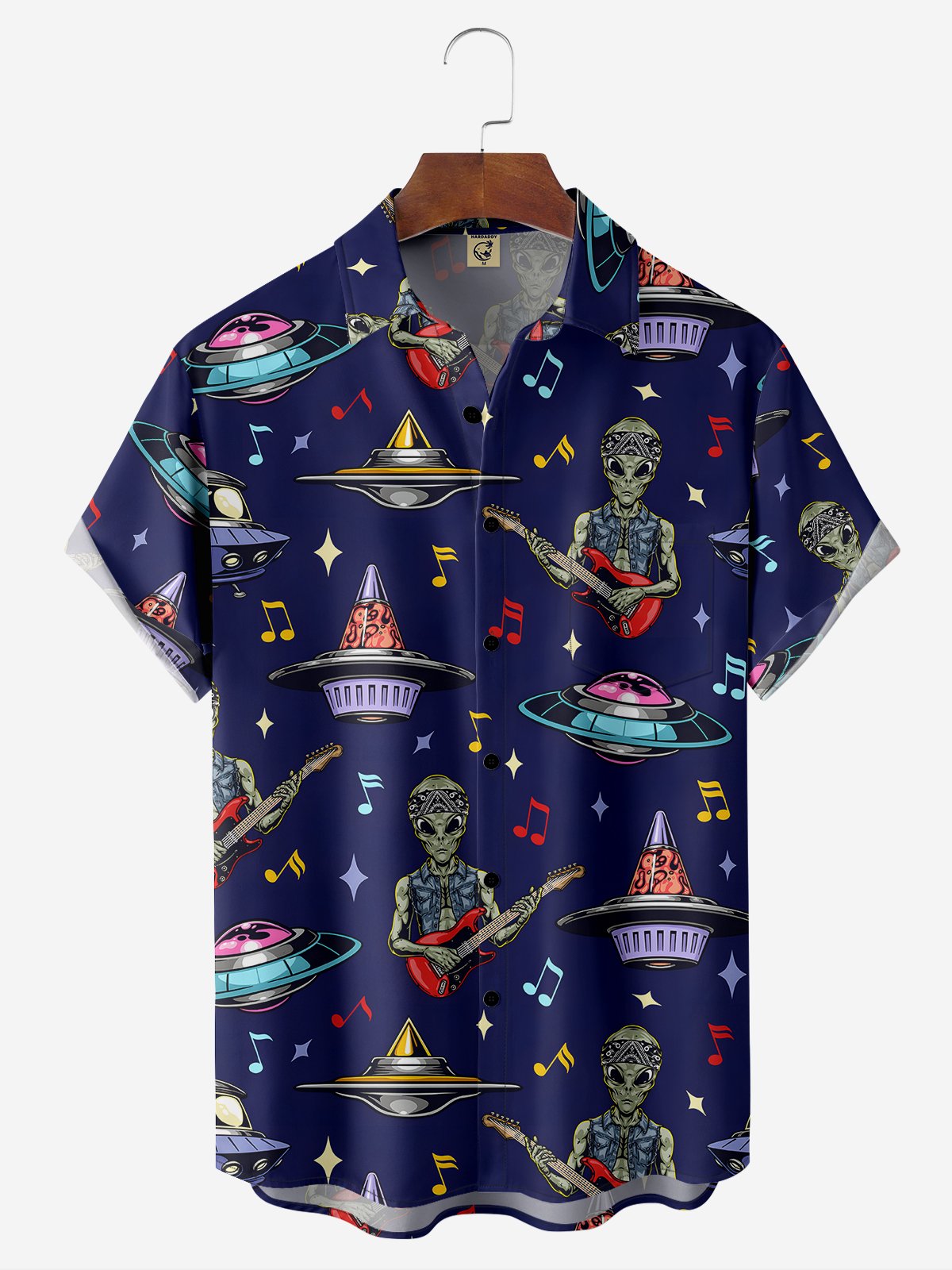 Moisture-wicking Alien Music Chest Pocket Casual Shirt