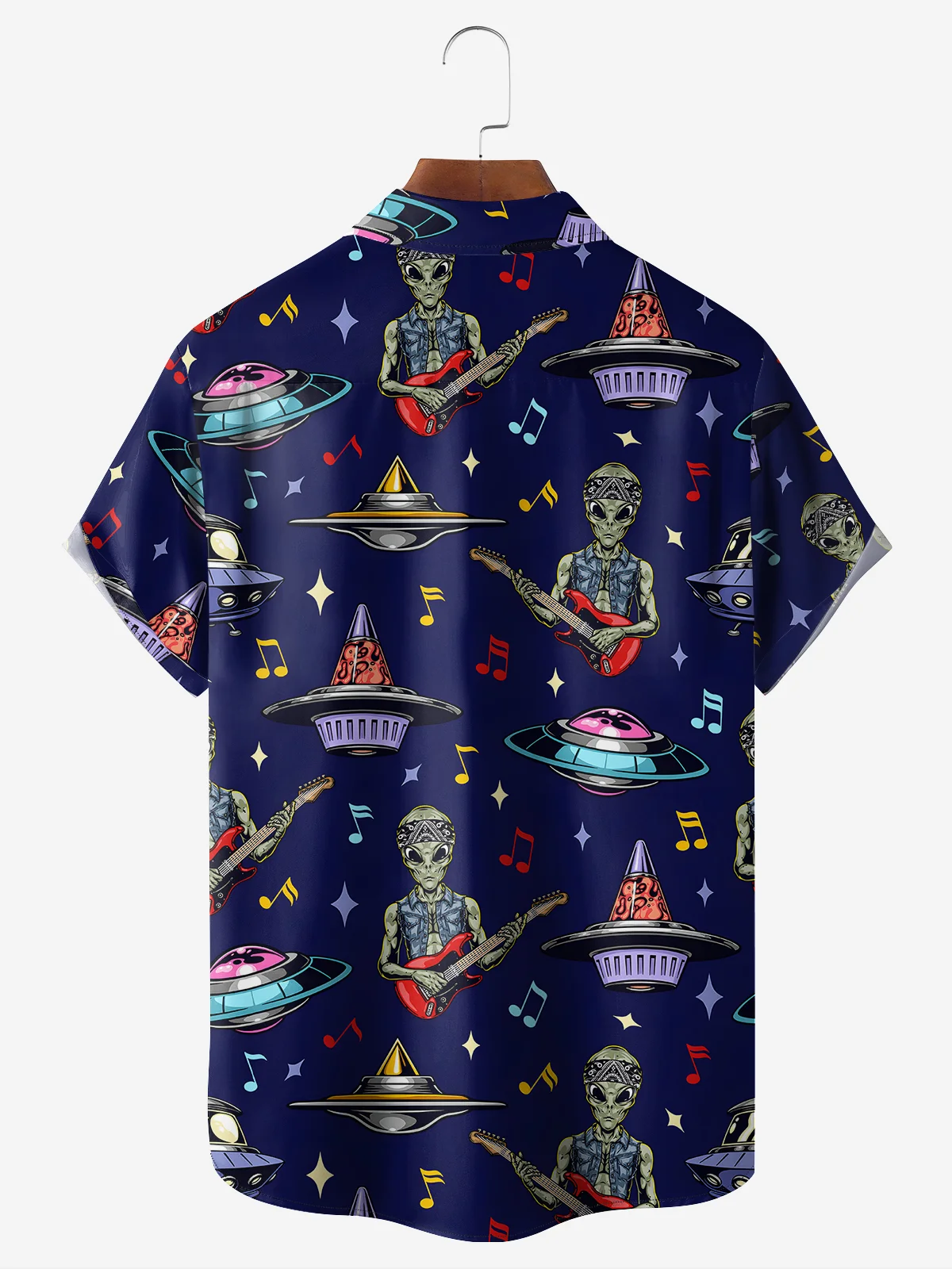 Moisture-wicking Alien Music Chest Pocket Casual Shirt