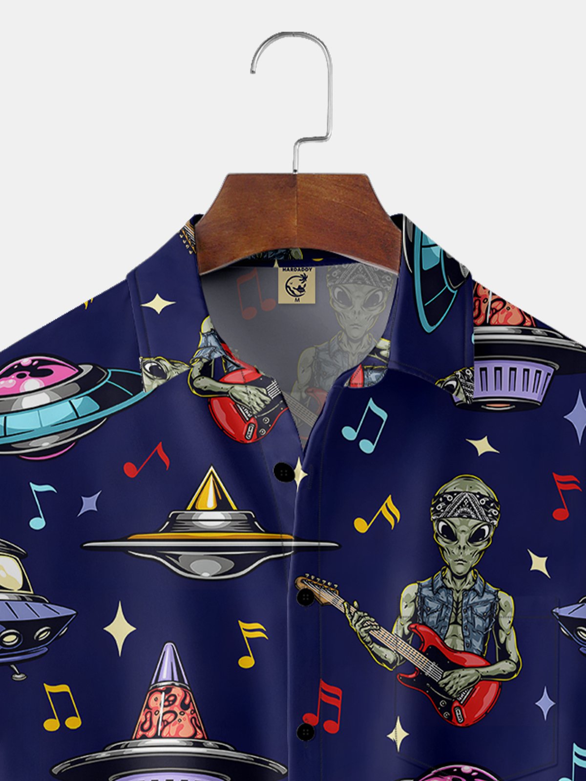 Moisture-wicking Alien Music Chest Pocket Casual Shirt